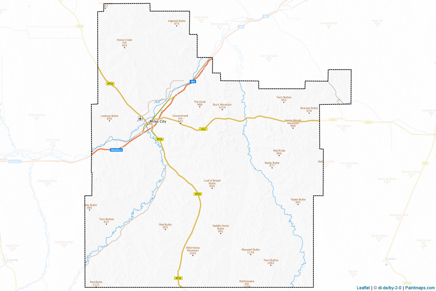 Muestras de recorte de mapas Custer (Montana)-1