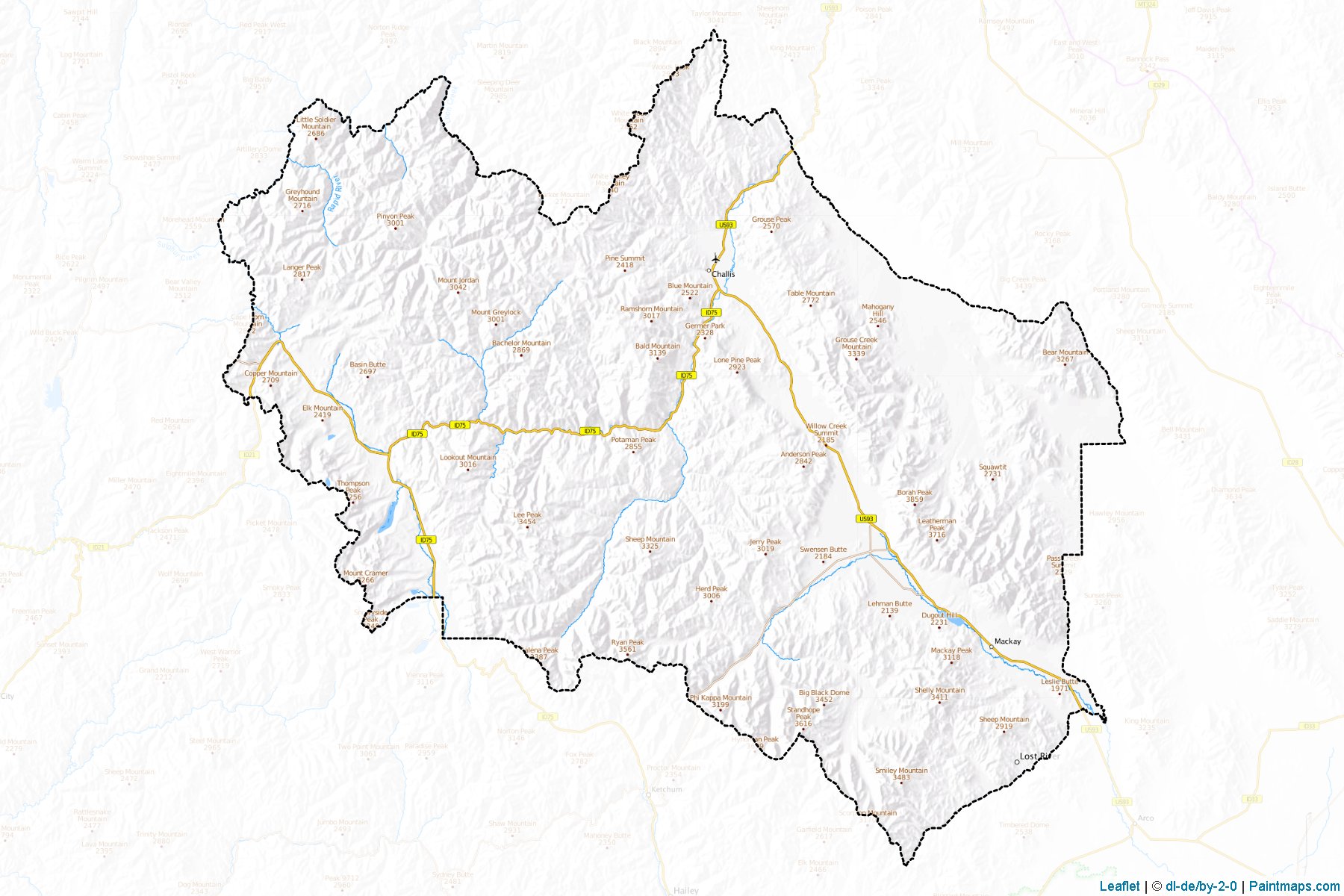 Custer (Idaho) Haritası Örnekleri-1