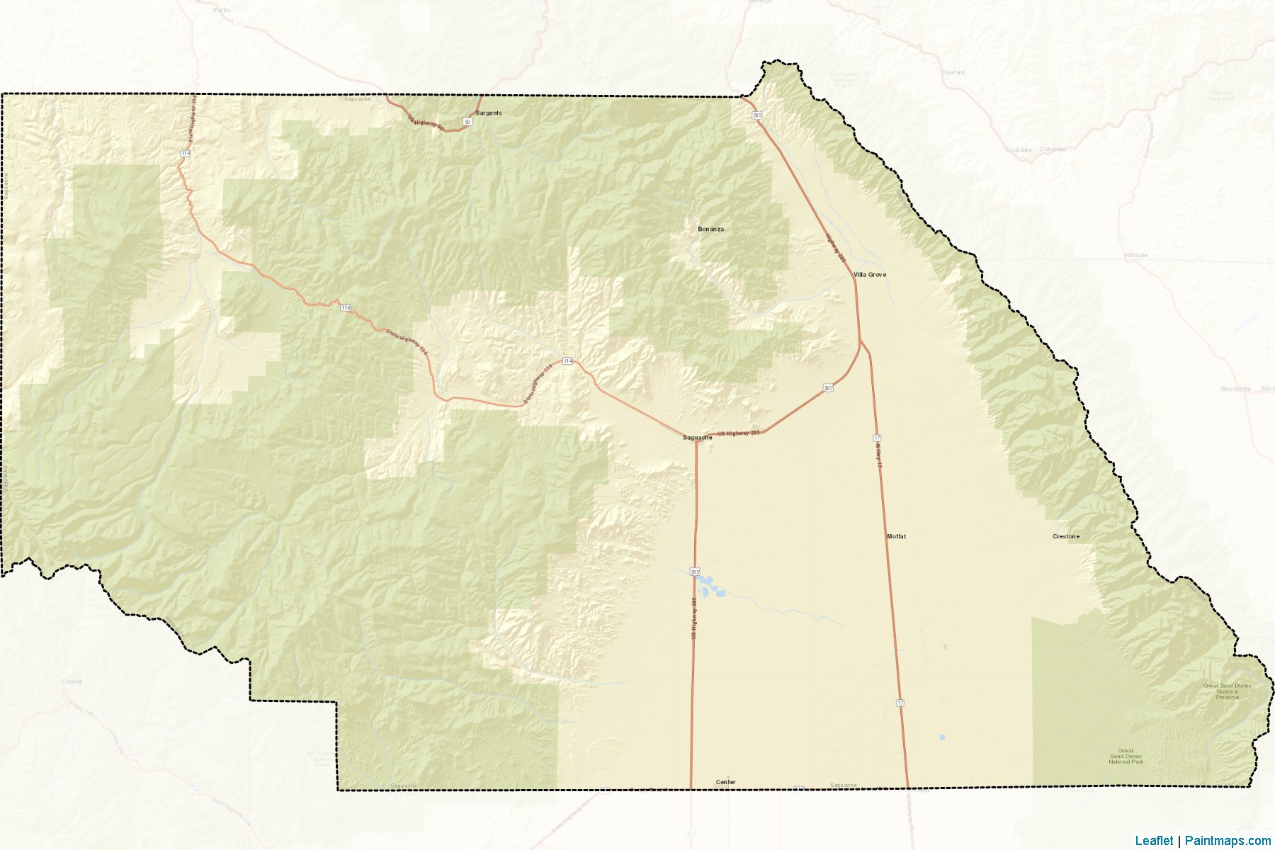 Saguache (Colorado) Map Cropping Samples-2