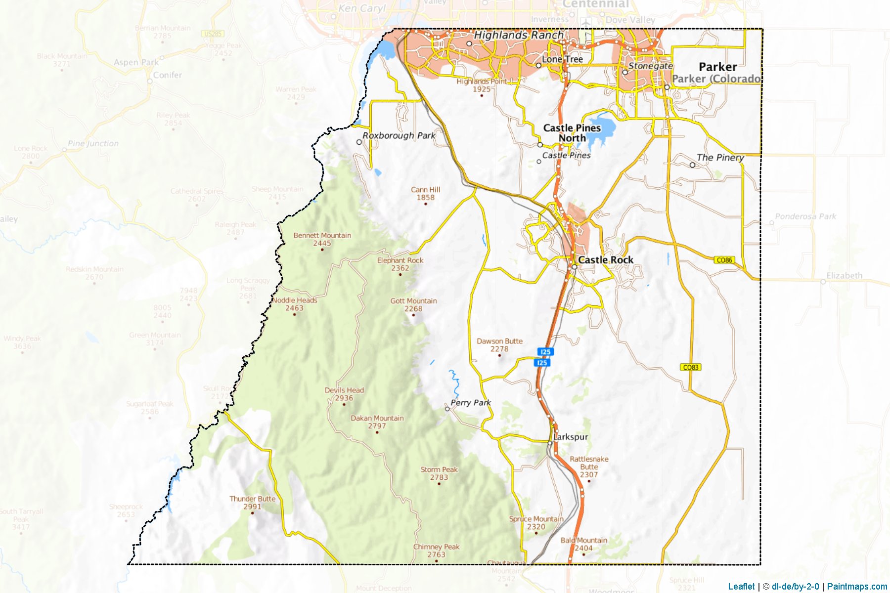 Muestras de recorte de mapas Douglas (Colorado)-1