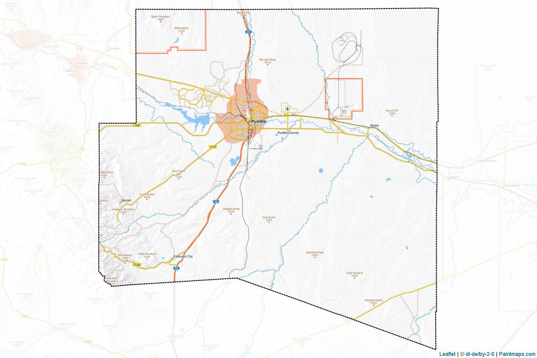 Pueblo County (Kolorado) Haritası Örnekleri-1