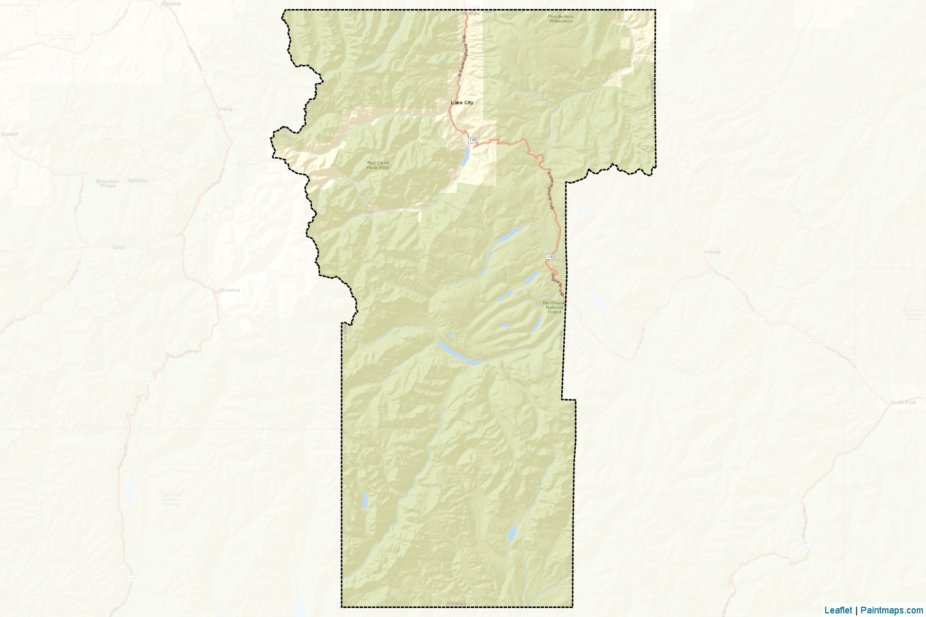 Muestras de recorte de mapas Hinsdale (Colorado)-2