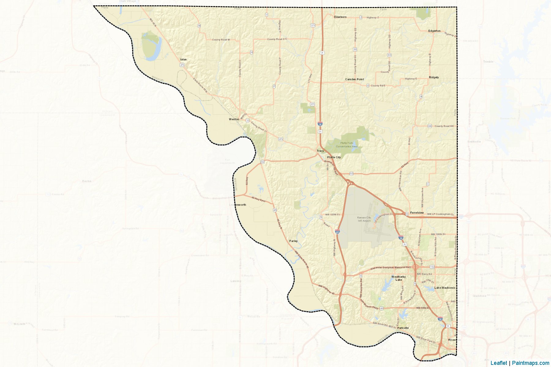 Muestras de recorte de mapas Platte (Missouri)-2