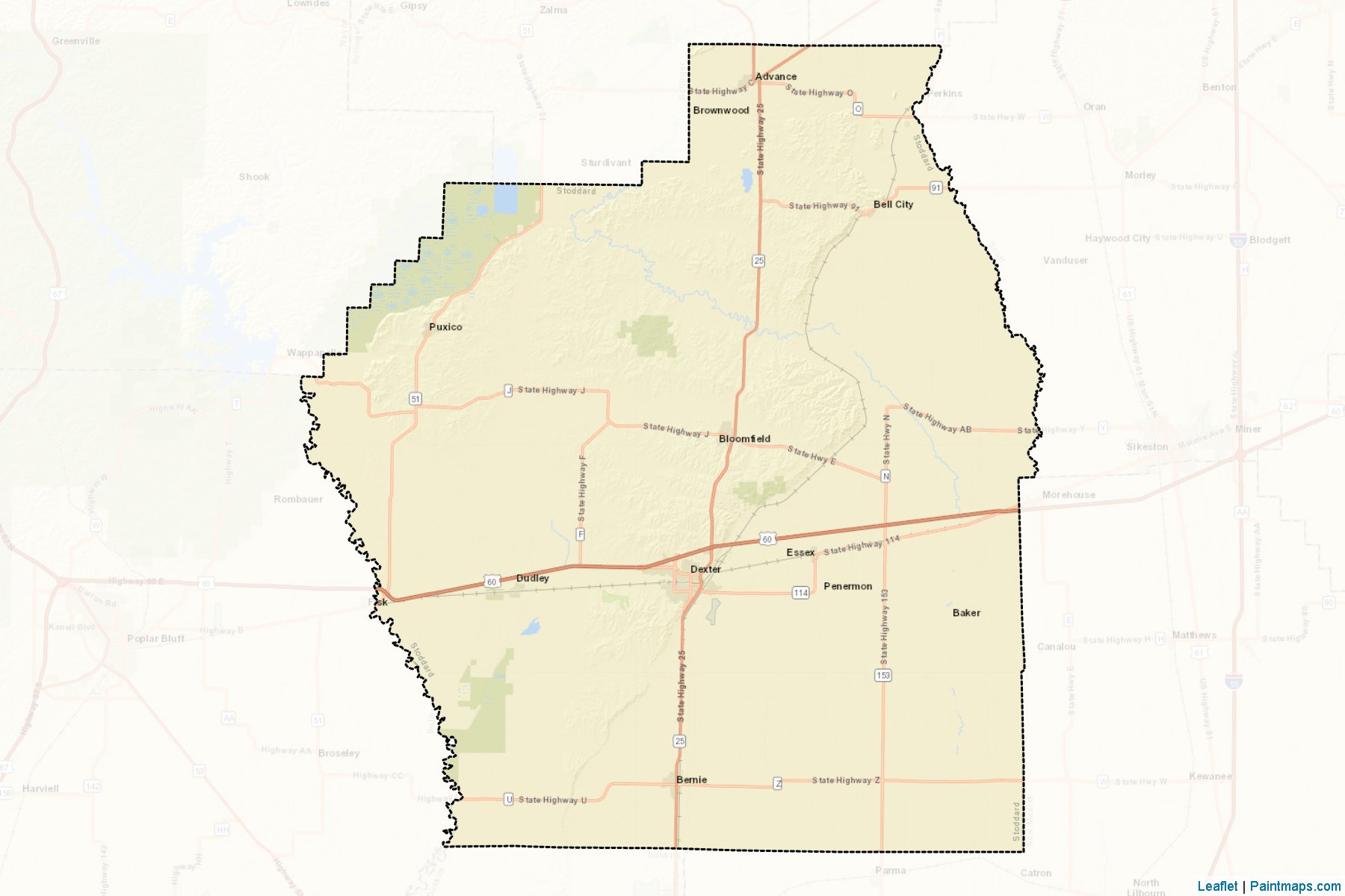 Muestras de recorte de mapas Stoddard (Missouri)-2