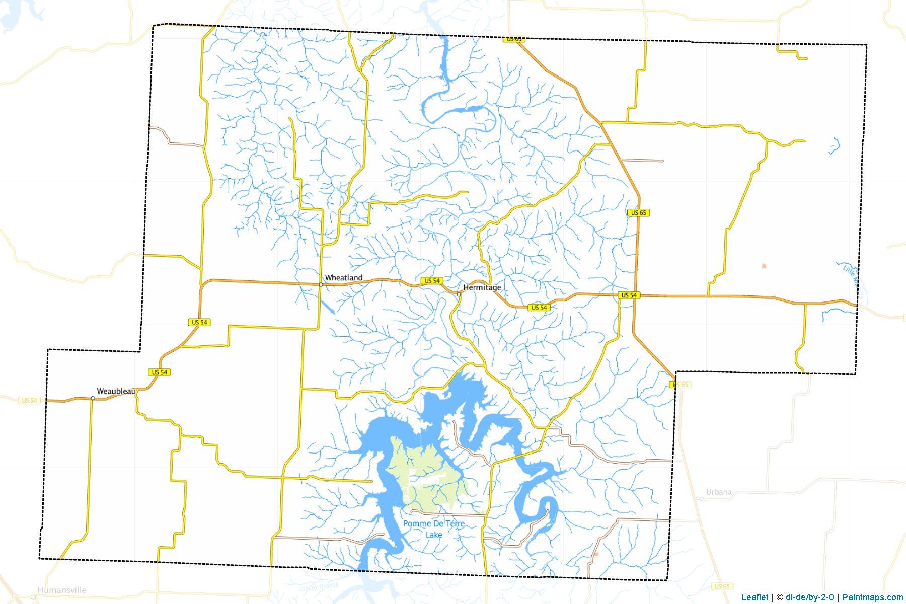 Muestras de recorte de mapas Hickory (Missouri)-1