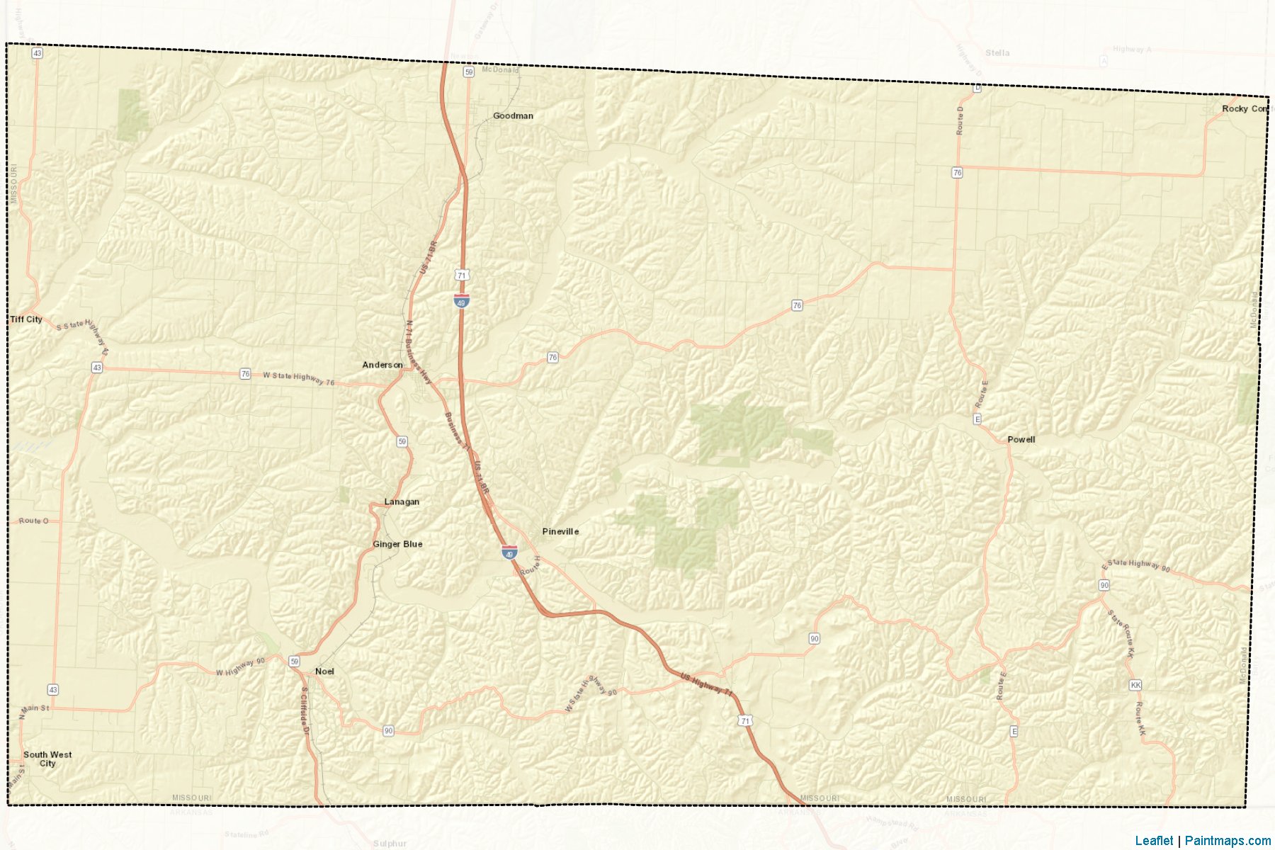 Muestras de recorte de mapas McDonald (Missouri)-2