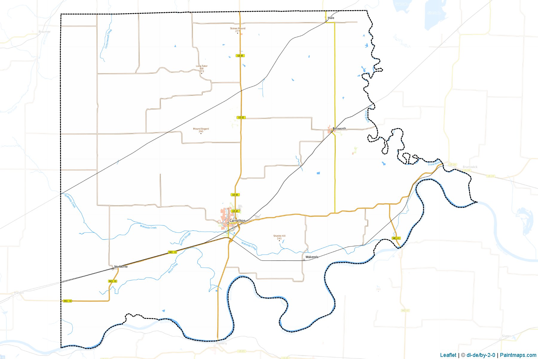 Muestras de recorte de mapas Carroll (Missouri)-1