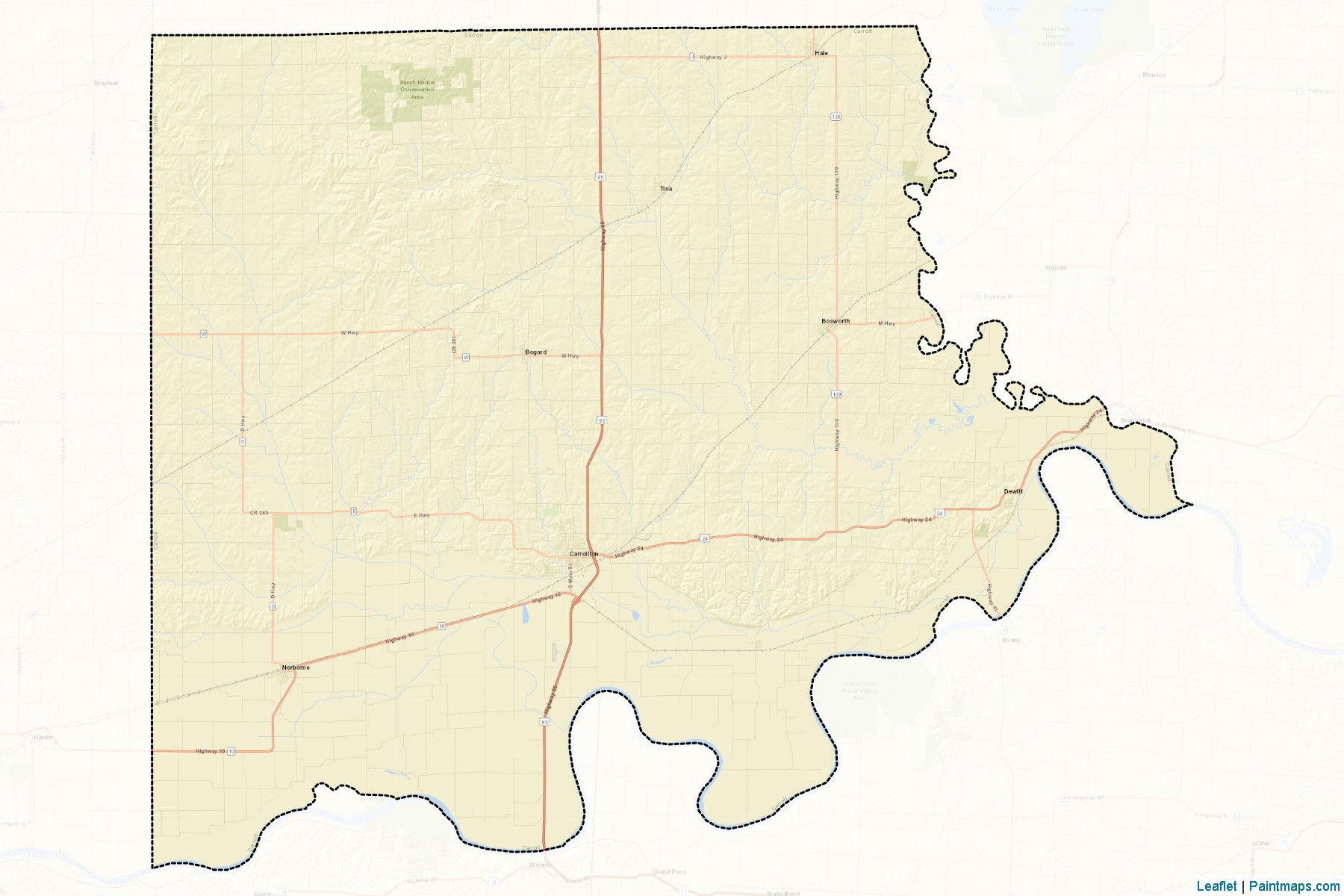 Muestras de recorte de mapas Carroll (Missouri)-2