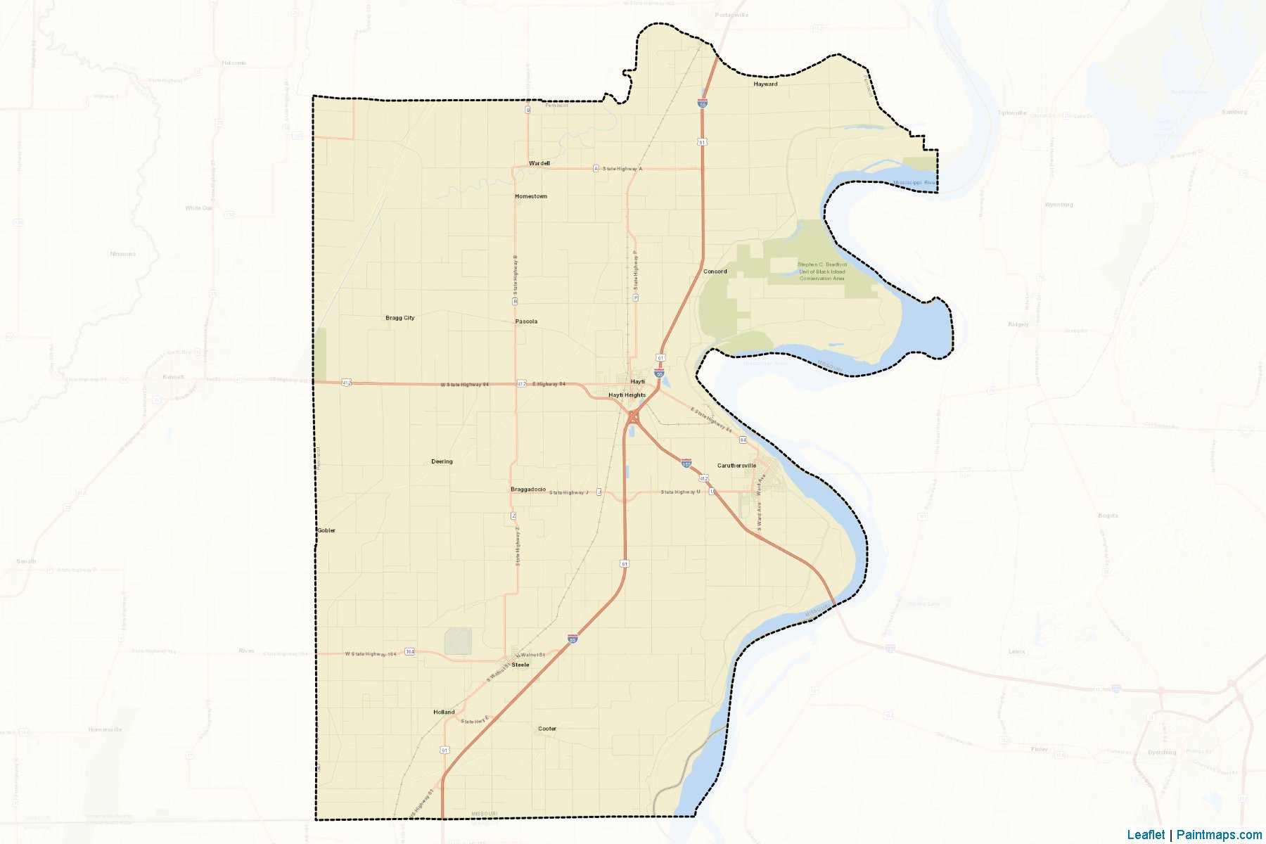 Muestras de recorte de mapas Pemiscot (Missouri)-2