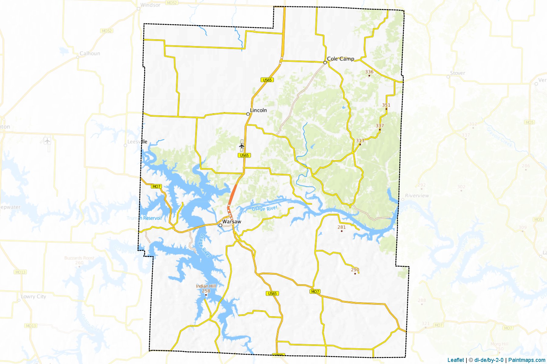 Muestras de recorte de mapas Benton (Missouri)-1