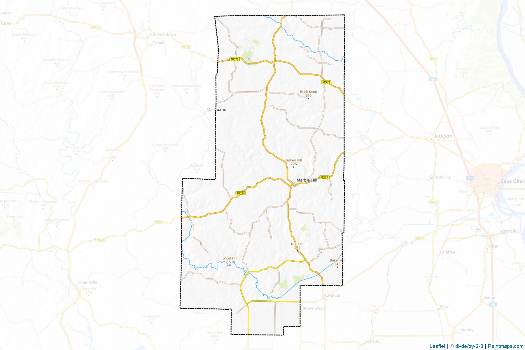 Muestras de recorte de mapas Bollinger (Missouri)-1