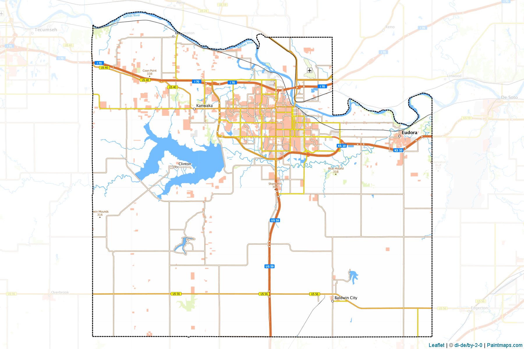 Muestras de recorte de mapas Douglas (Kansas)-1