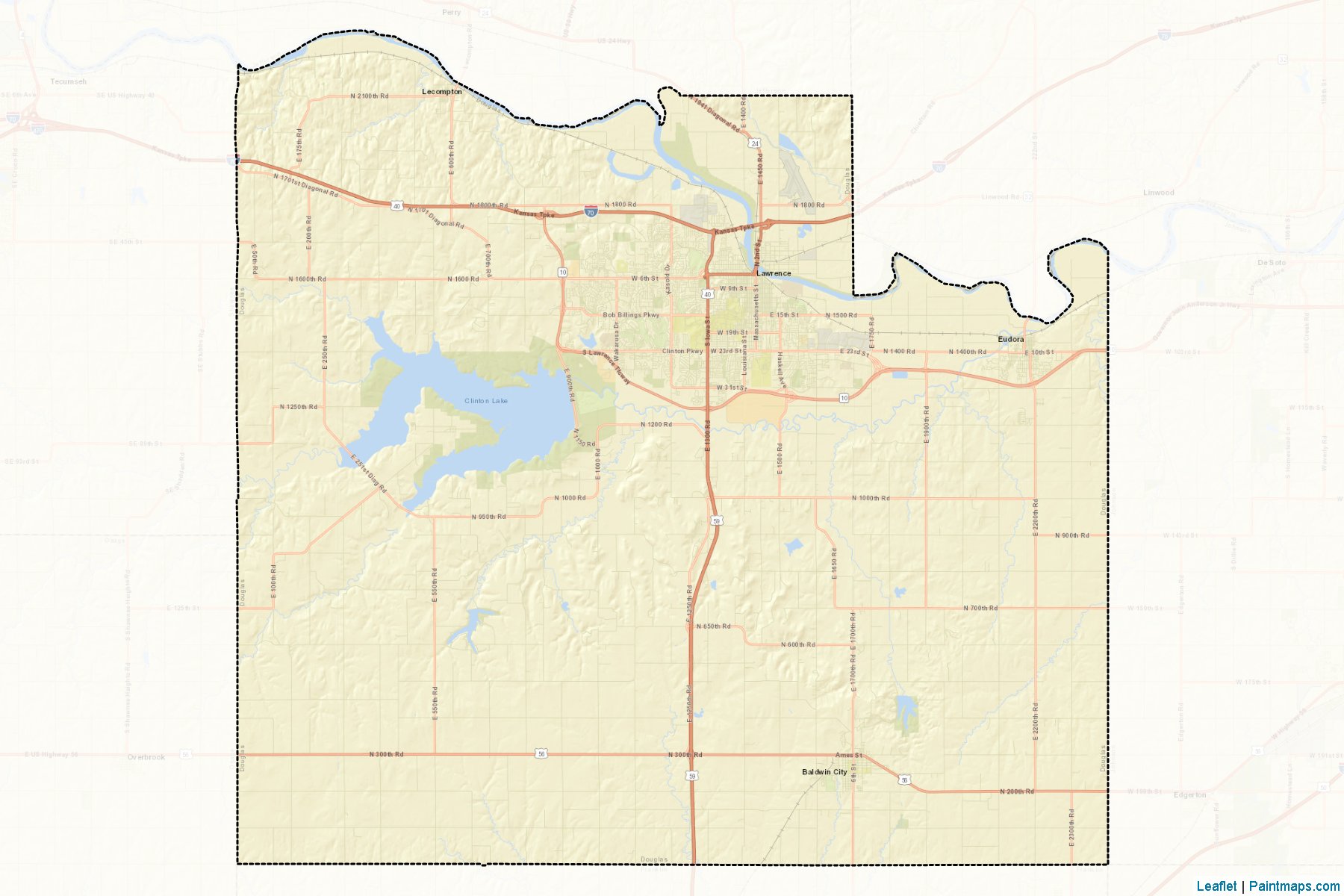 Muestras de recorte de mapas Douglas (Kansas)-2