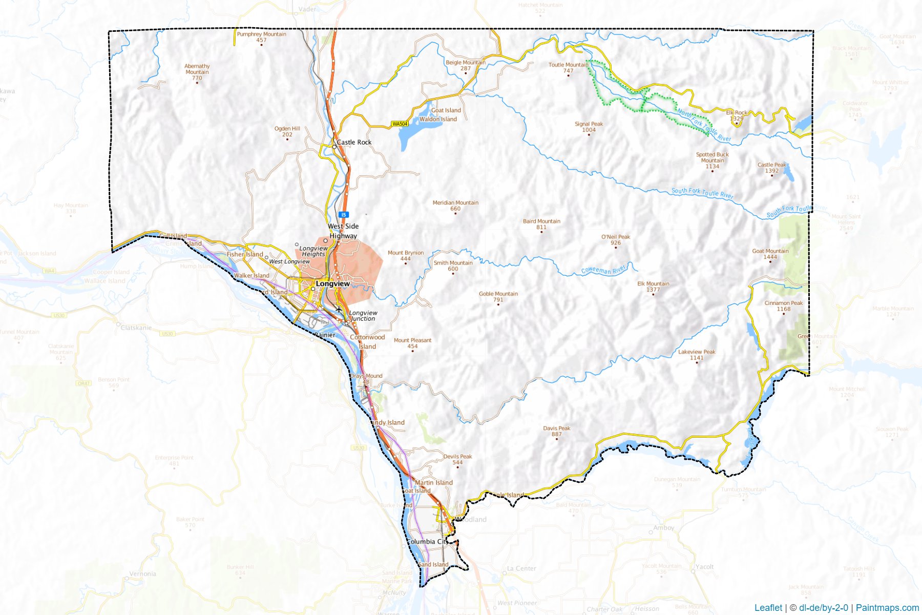 Cowlitz (Washington) Map Cropping Samples-1