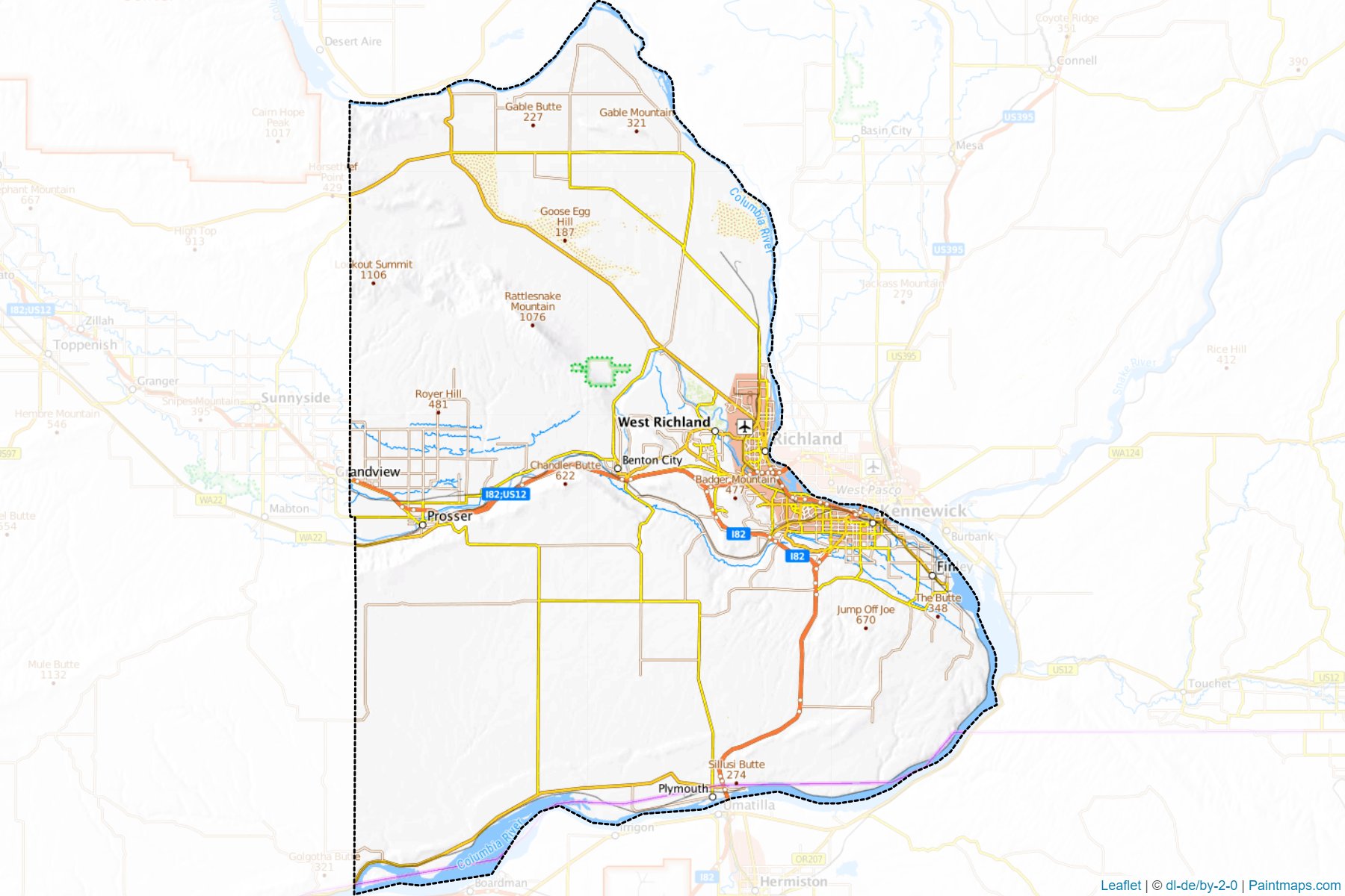 Sample maps of Benton generated with map cropping (masking) tool.