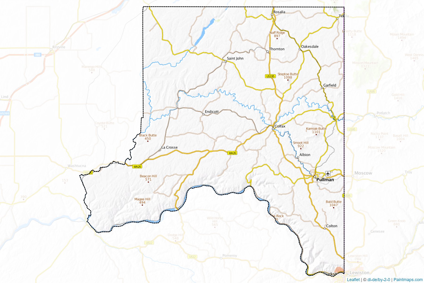 Whitman County (Vaşington) Haritası Örnekleri-1