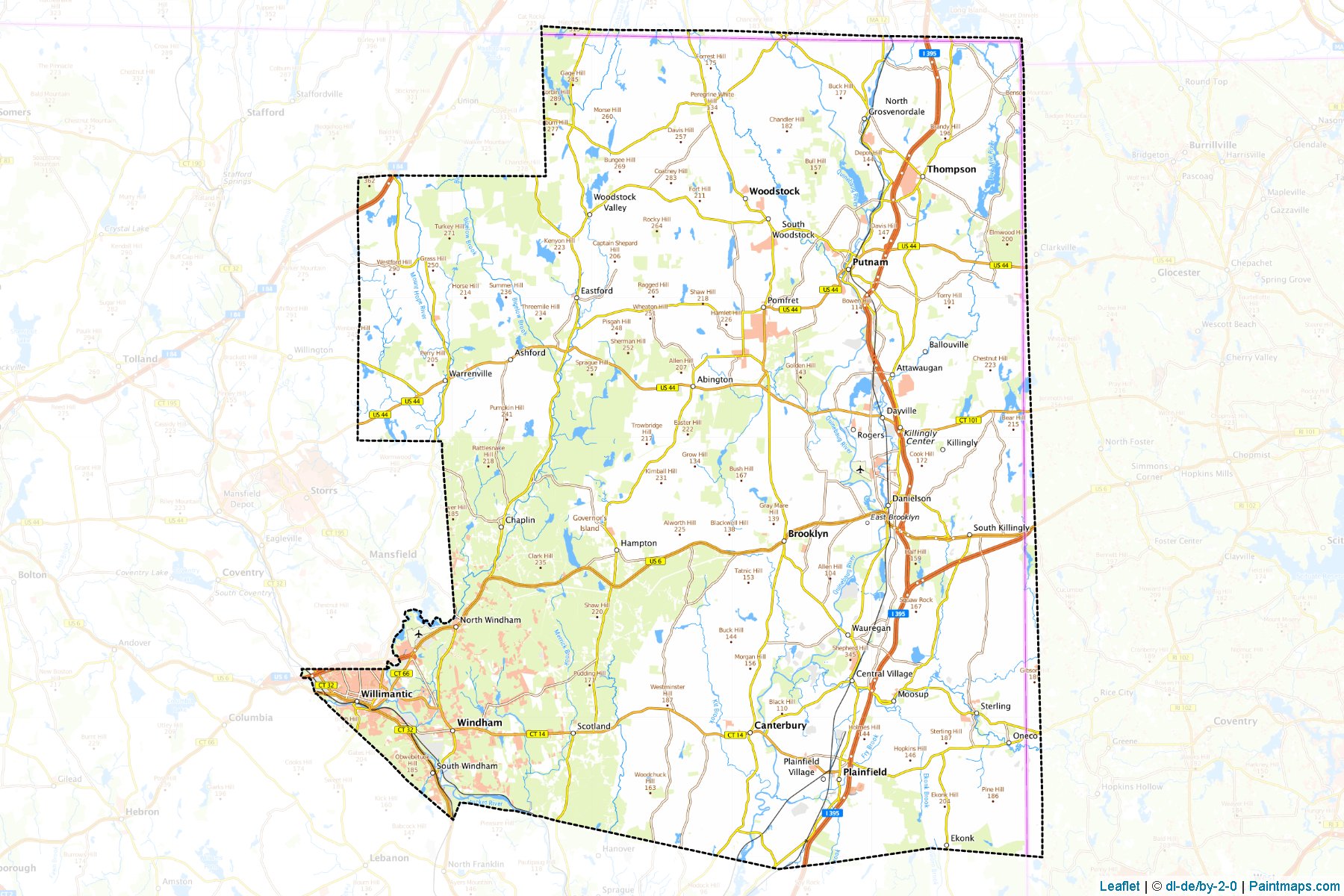 Muestras de recorte de mapas Windham (Connecticut)-1