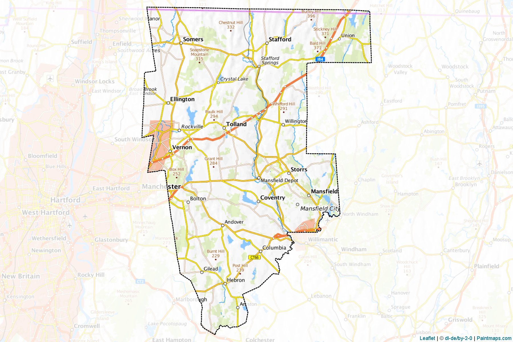 Muestras de recorte de mapas Tolland (Connecticut)-1