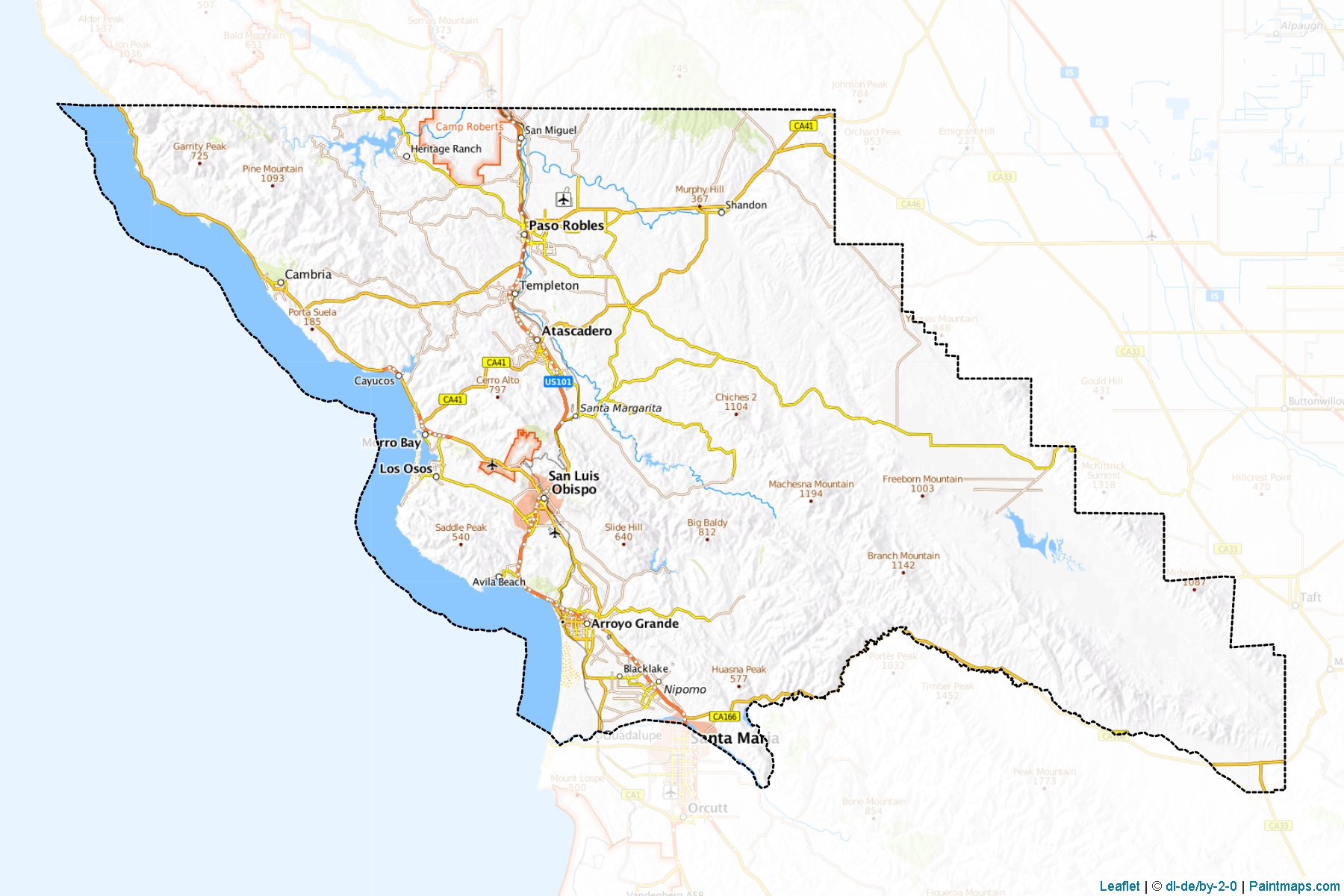 Muestras de recorte de mapas San Luis Obispo (California)-1