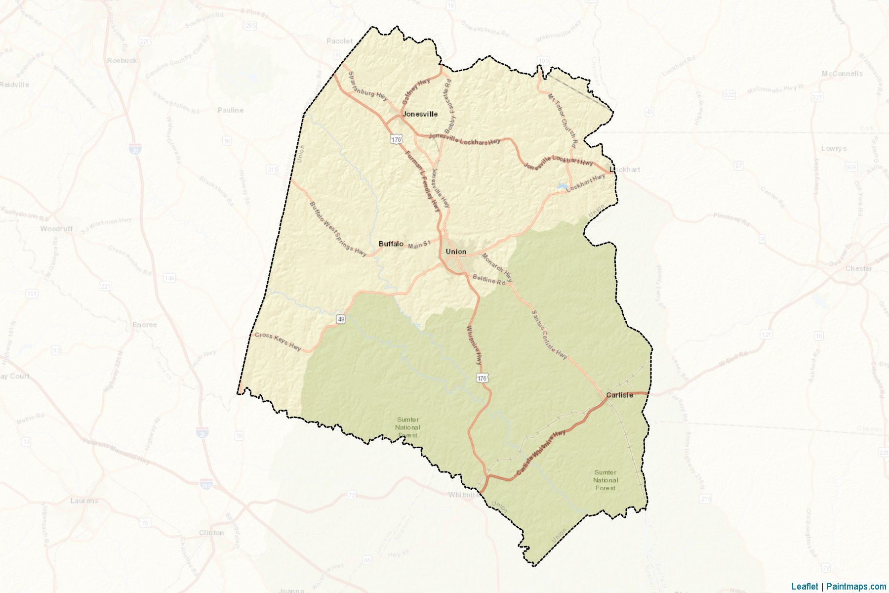 Union (South Carolina) Map Cropping Samples-2