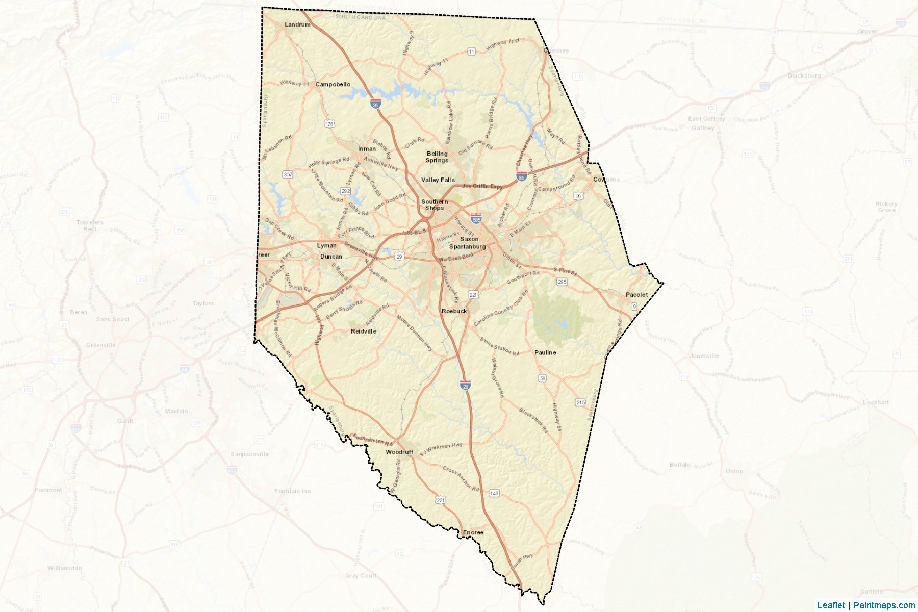 Spartanburg (South Carolina) Map Cropping Samples-2