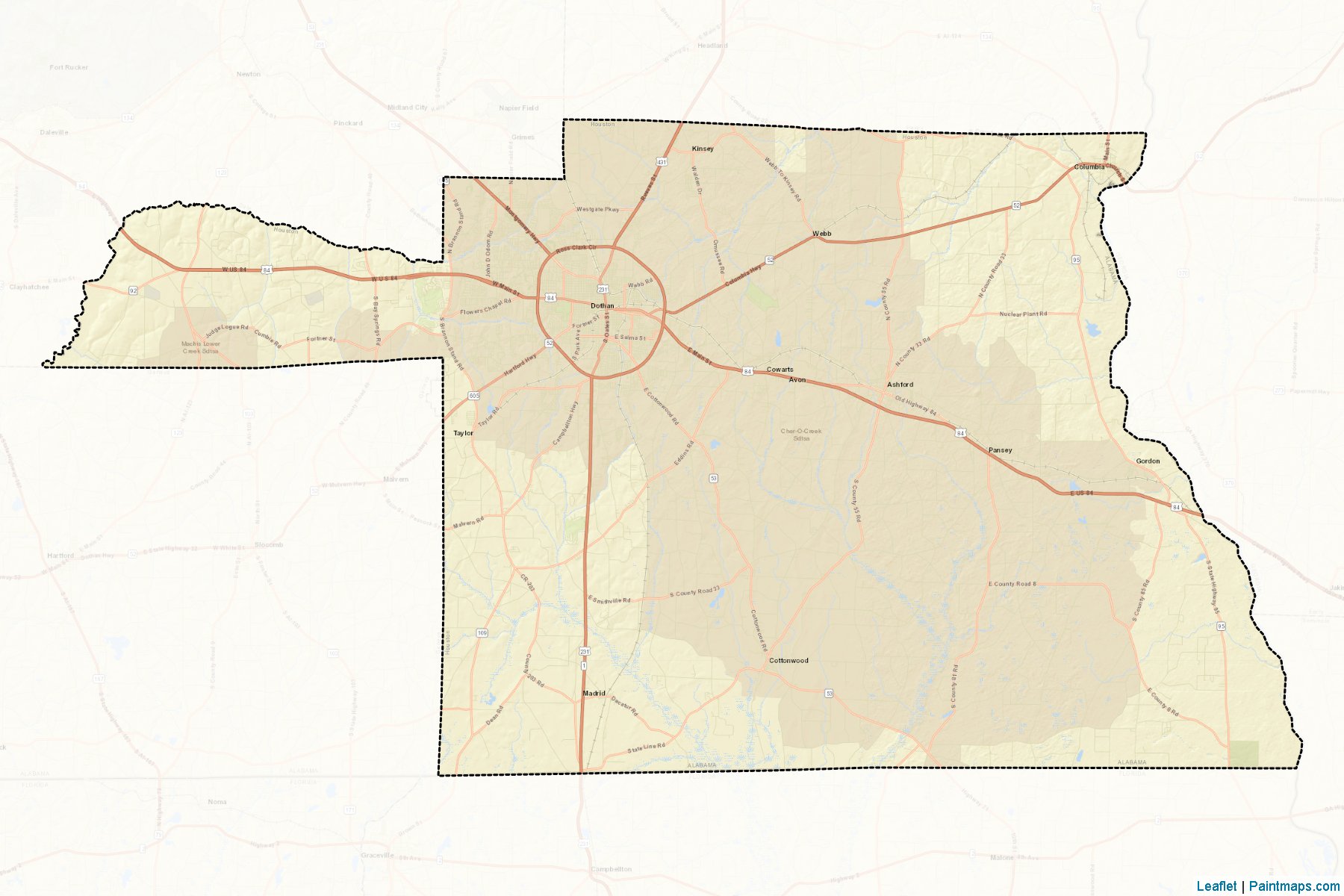 Muestras de recorte de mapas Houston (Alabama)-2