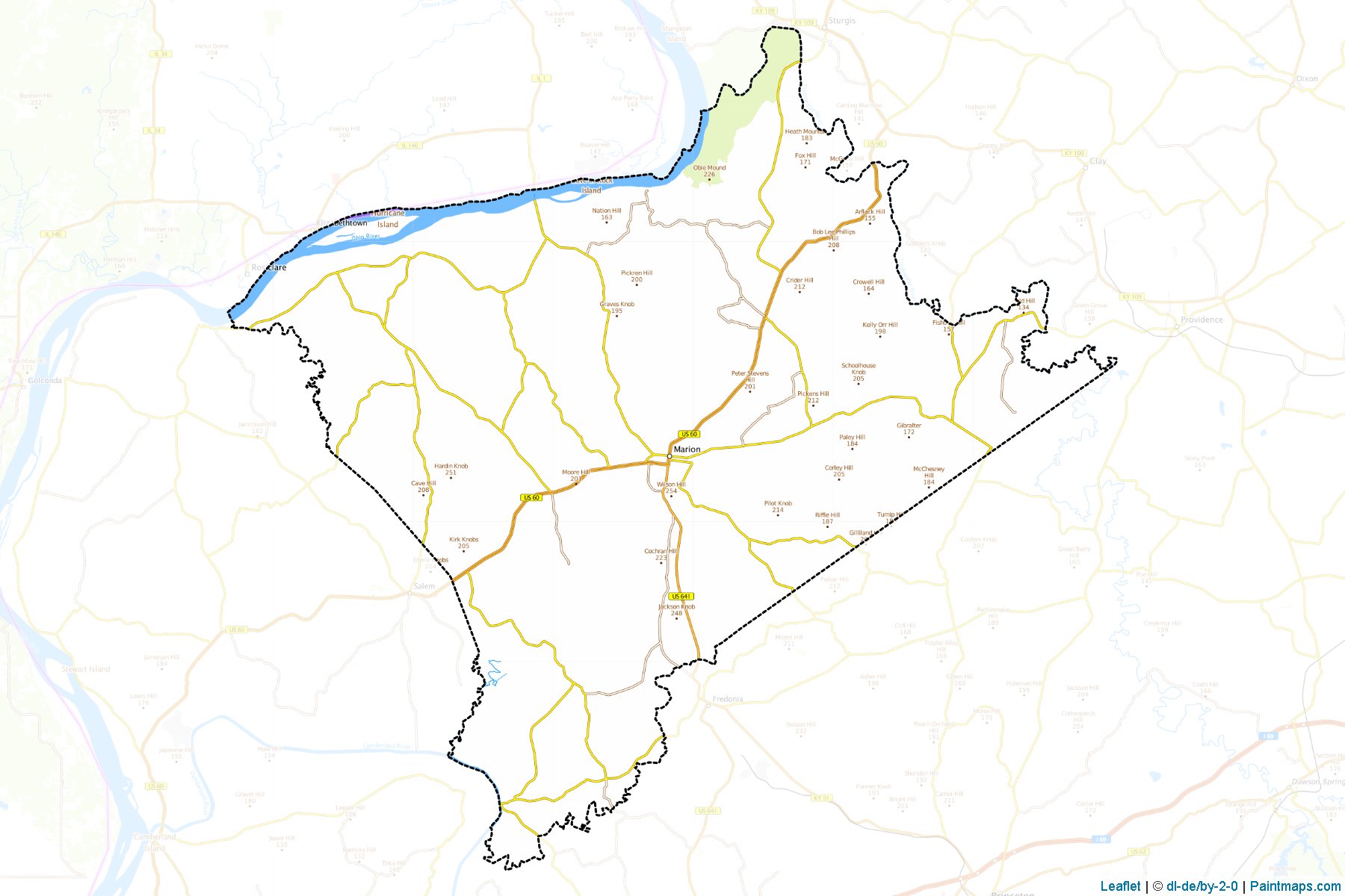 Muestras de recorte de mapas Crittenden (Kentucky)-1