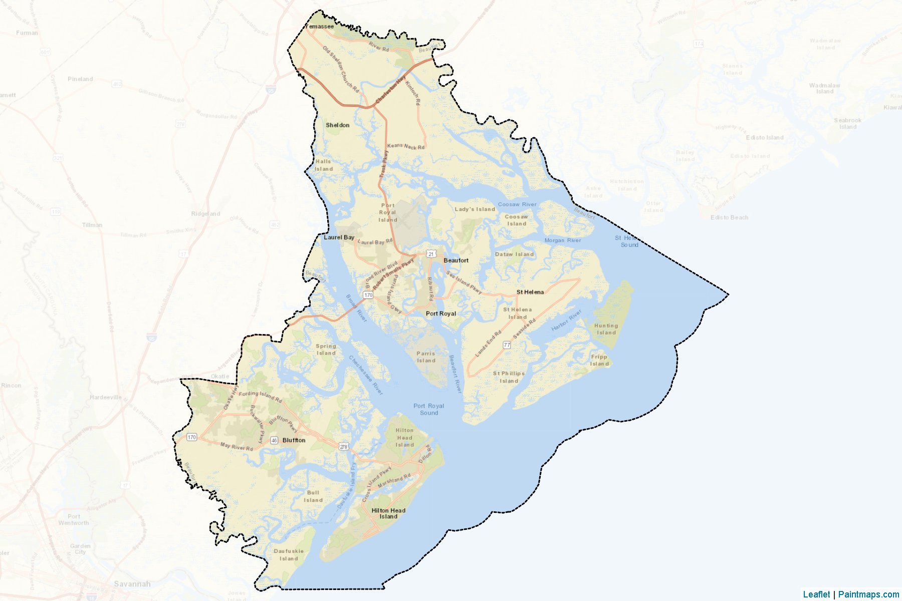 Beaufort (South Carolina) Map Cropping Samples-2