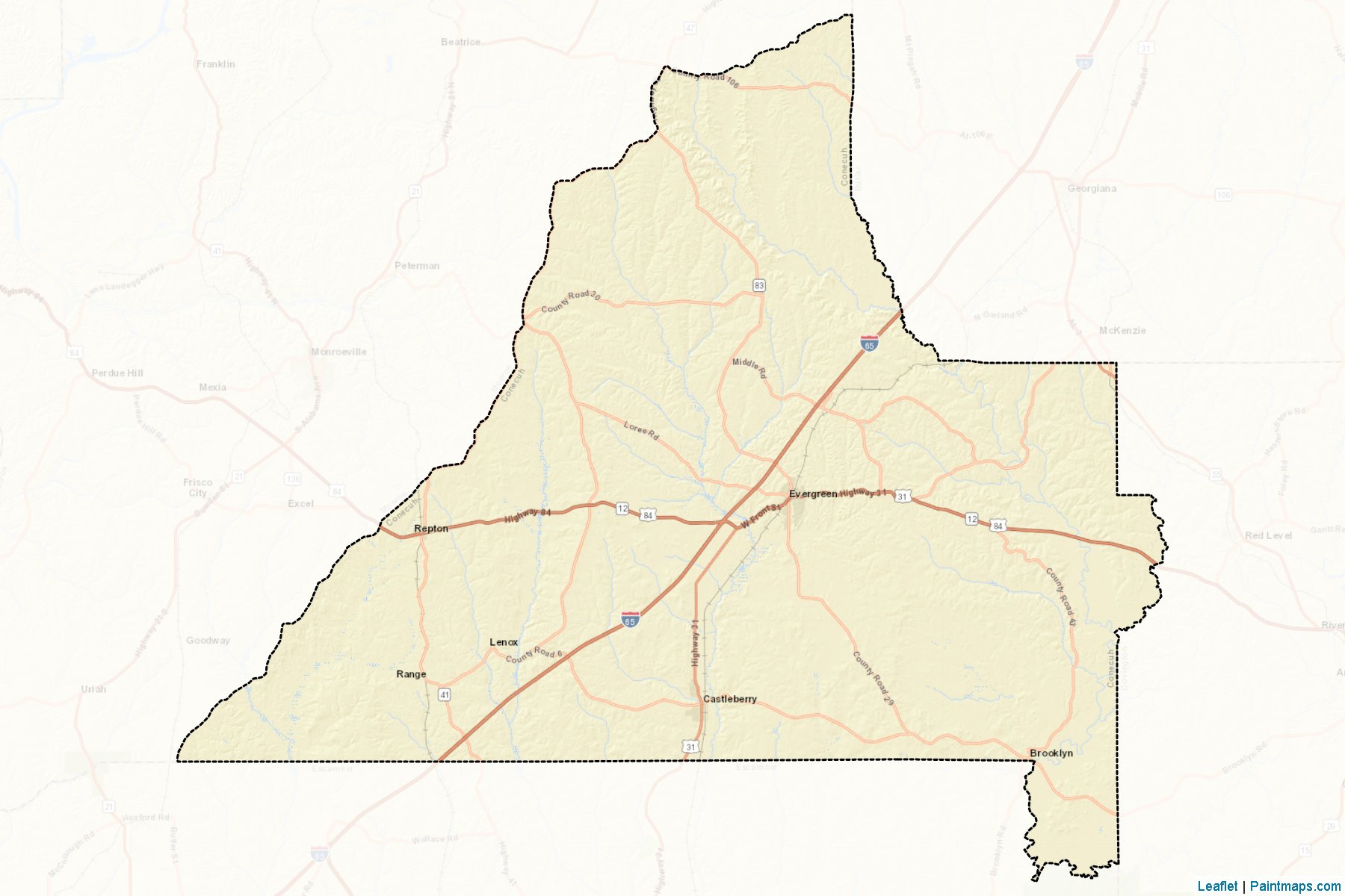 Conecuh (Alabama) Map Cropping Samples-2