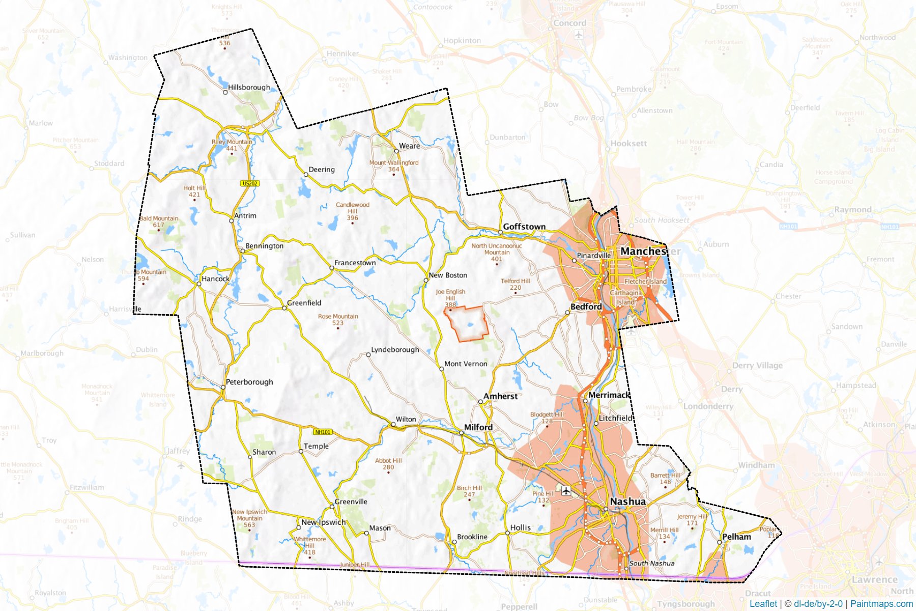 Muestras de recorte de mapas Hillsborough (New Hampshire)-1