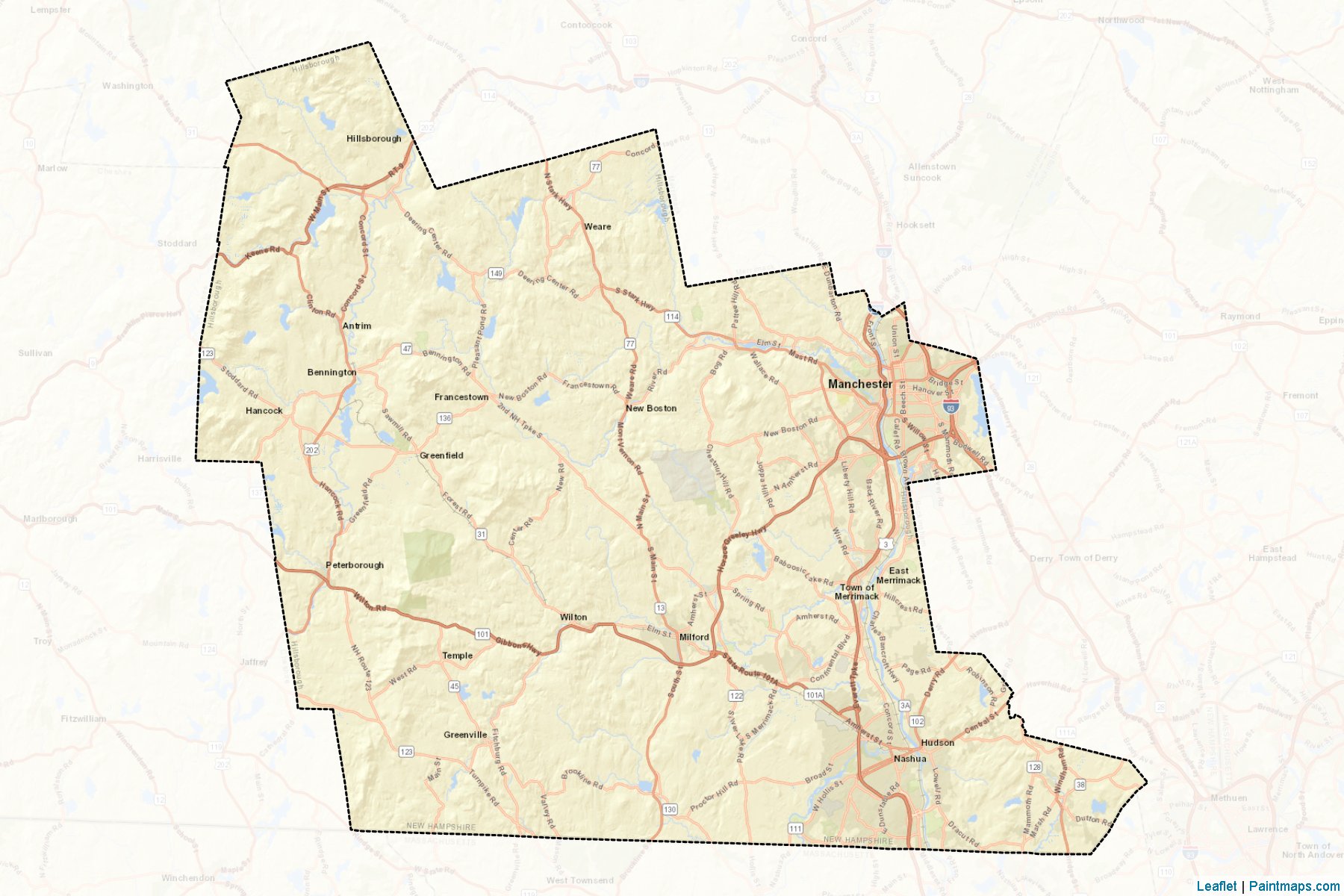 Muestras de recorte de mapas Hillsborough (New Hampshire)-2