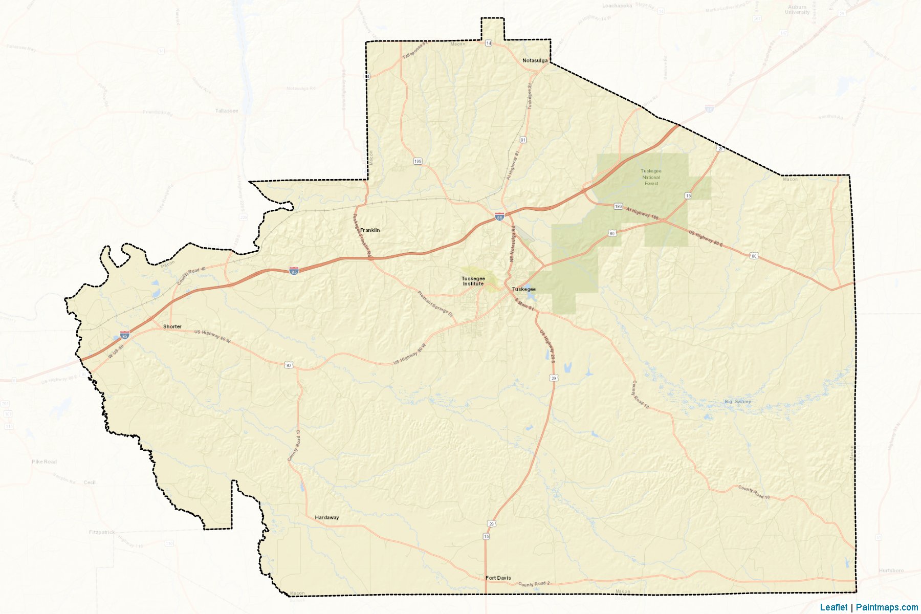 Muestras de recorte de mapas Macon (Alabama)-2