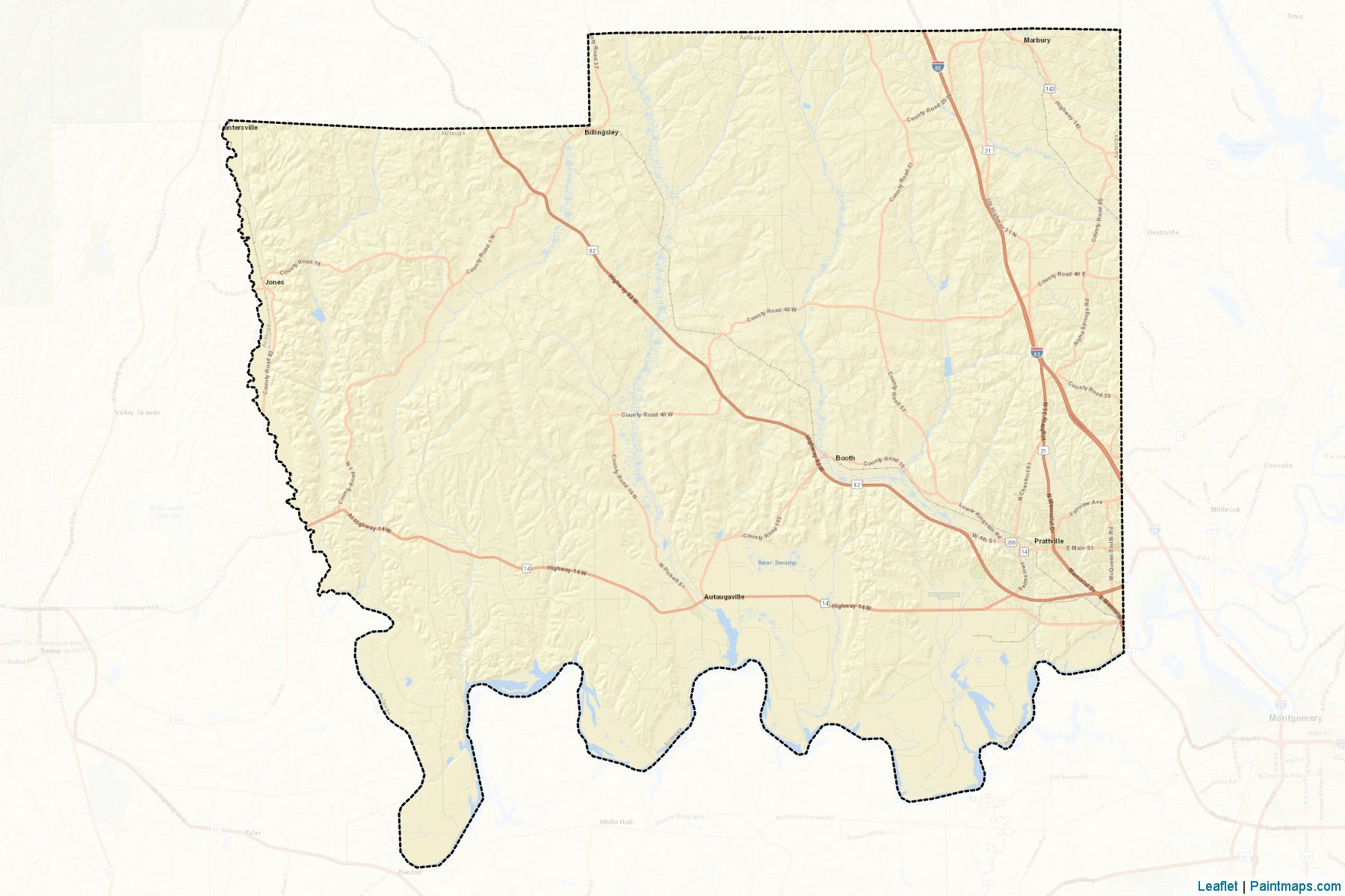 Autauga County (Alabama) Haritası Örnekleri-2