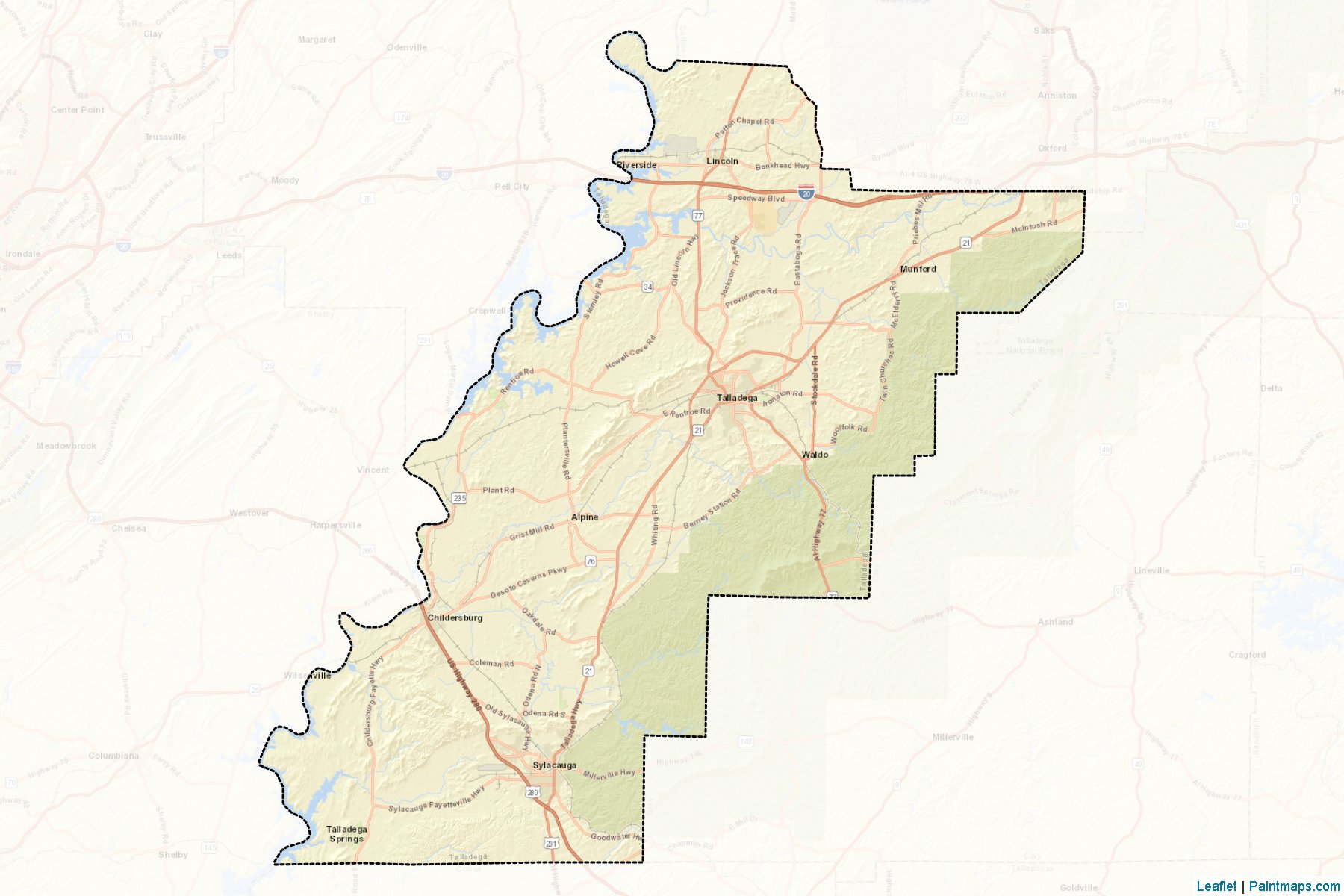 Talladega (Alabama) Map Cropping Samples-2