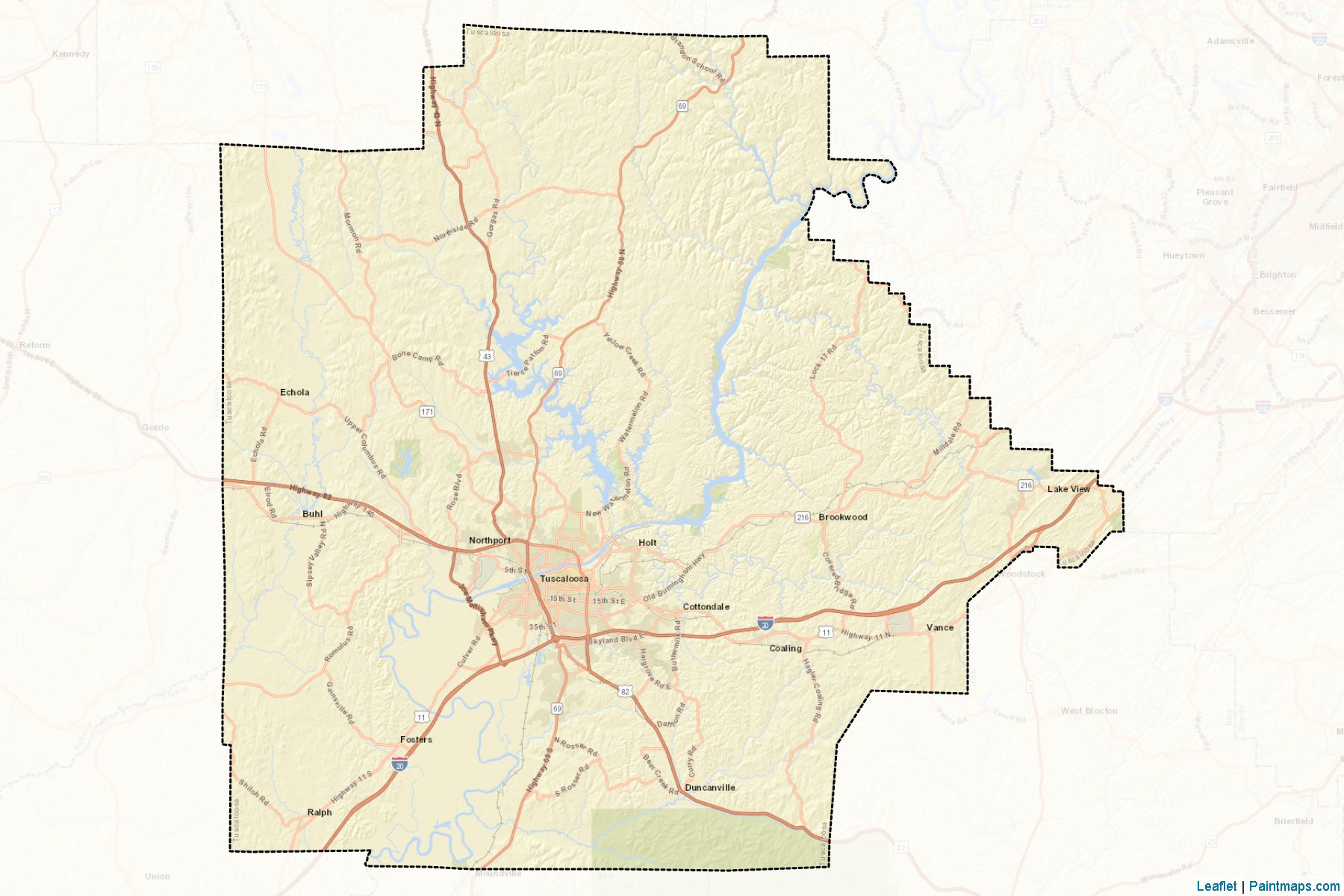 Tuscaloosa (Alabama) Map Cropping Samples-2