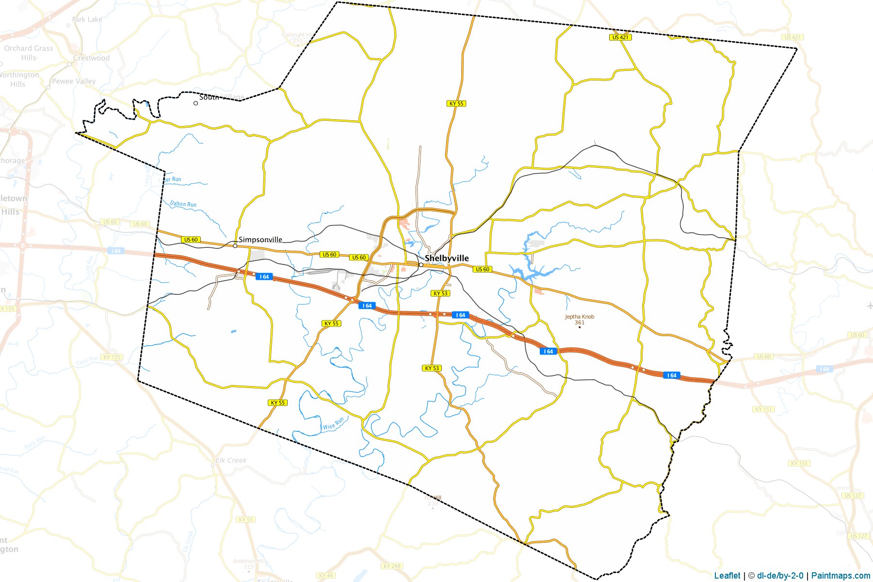 Shelby County (Kentucky) Haritası Örnekleri-1