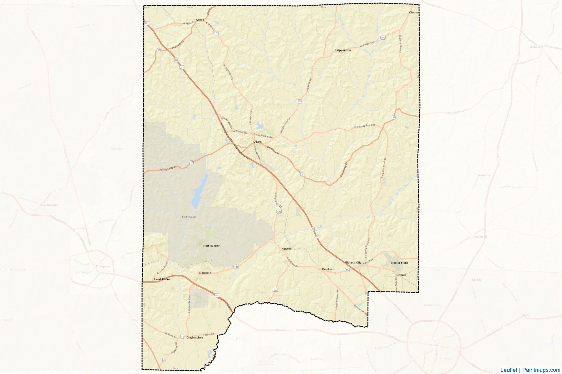 Muestras de recorte de mapas Dale (Alabama)-2