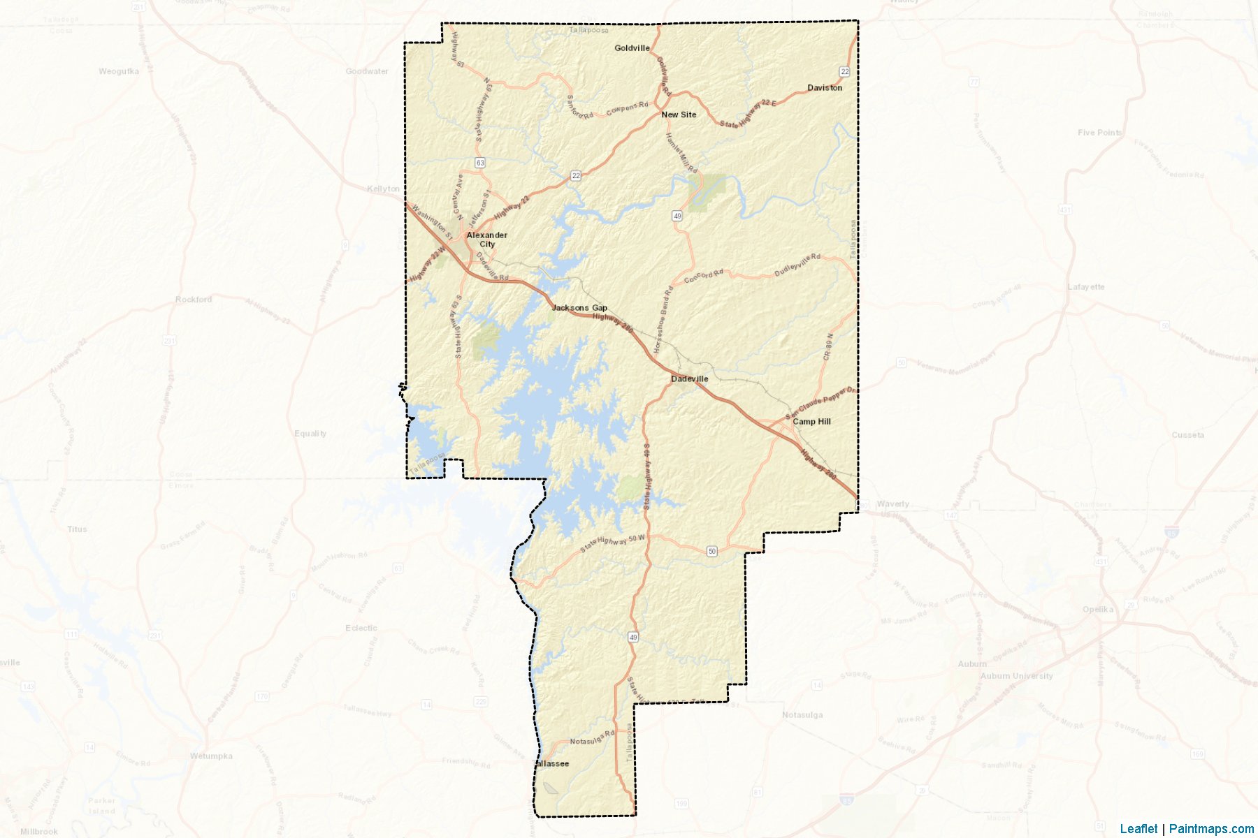 Muestras de recorte de mapas Tallapoosa (Alabama)-2