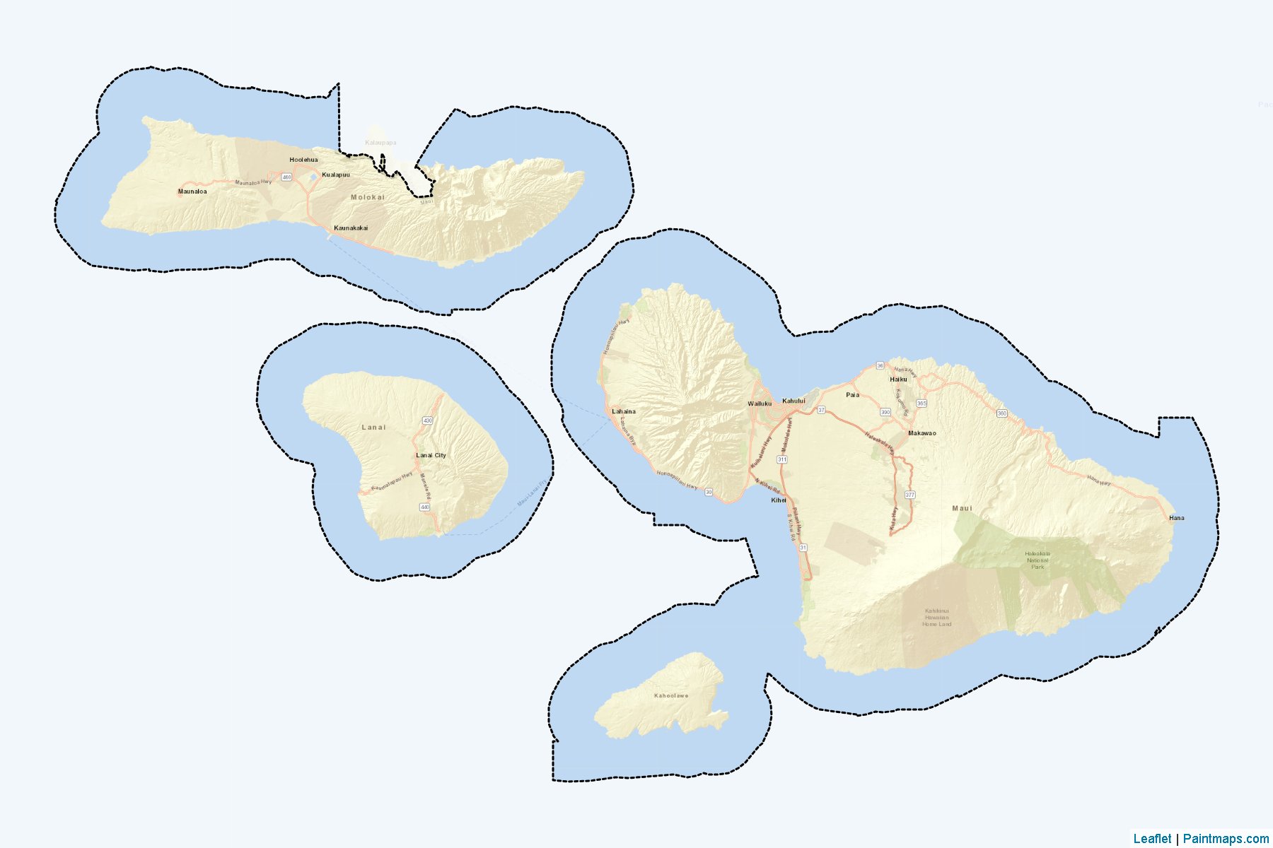 Muestras de recorte de mapas Maui (Hawaii)-2