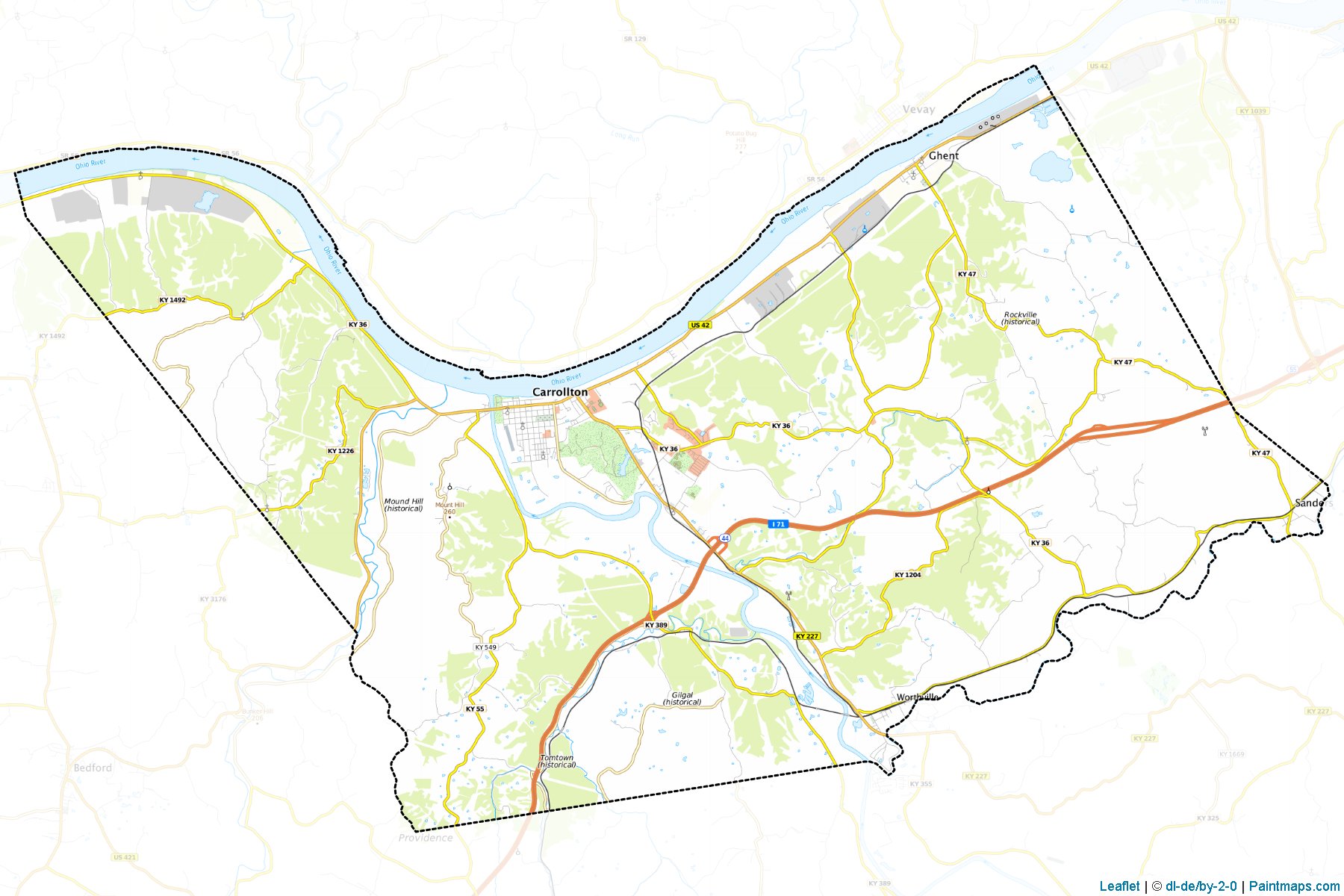 Muestras de recorte de mapas Carroll (Kentucky)-1