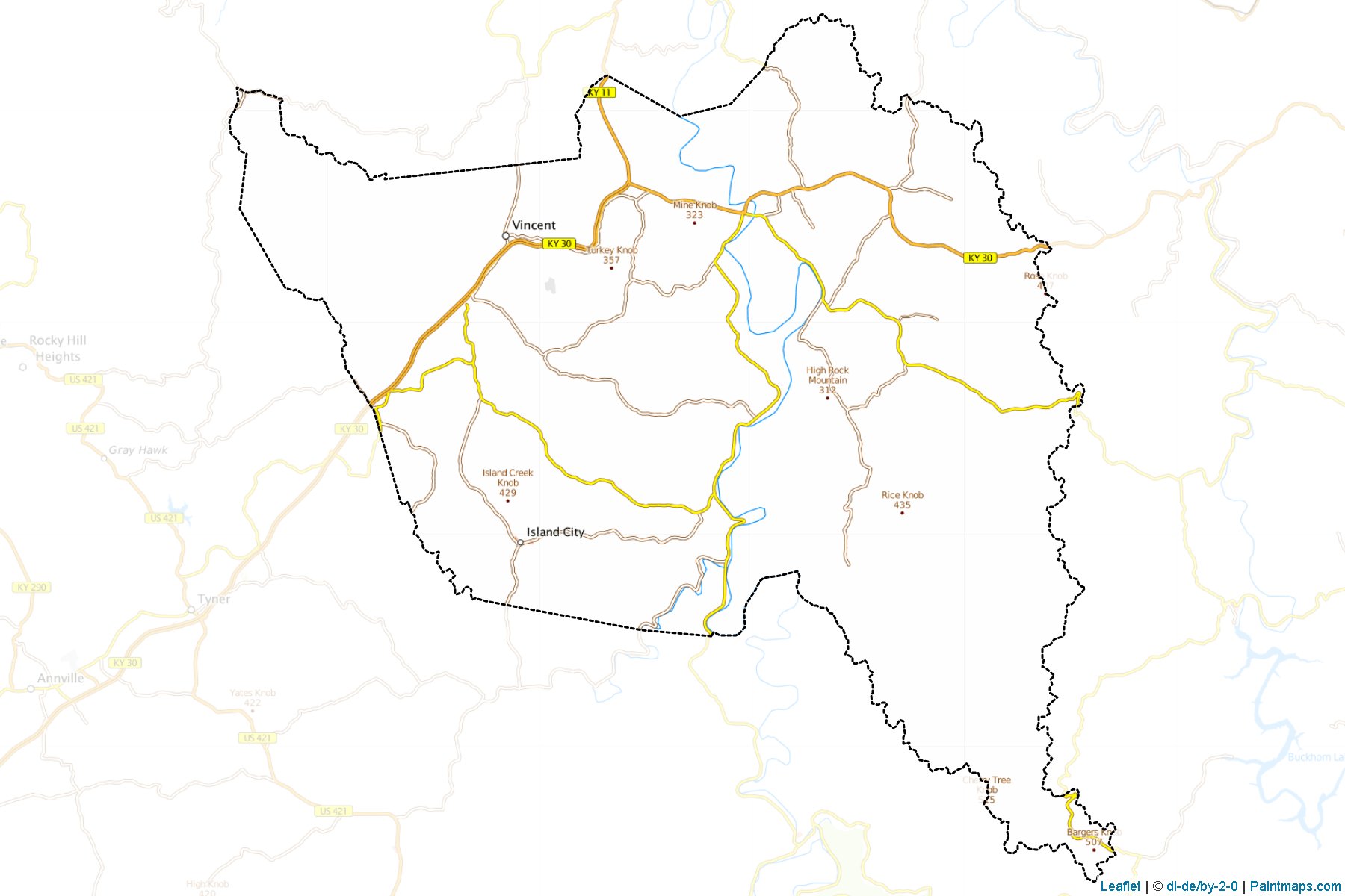 Owsley ilçesi (Kentucky) Haritası Örnekleri-1