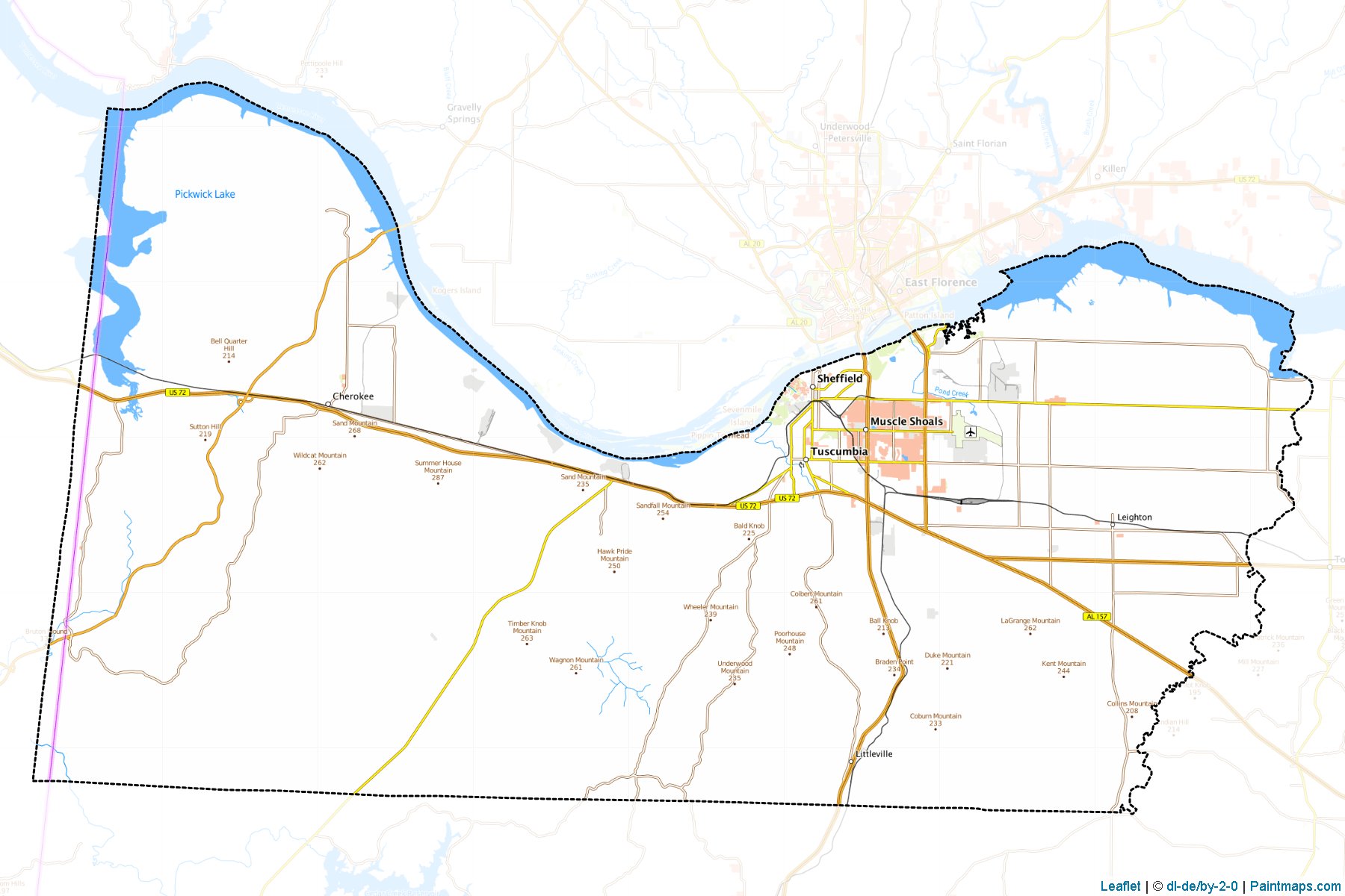 Colbert County (Alabama) Haritası Örnekleri-1