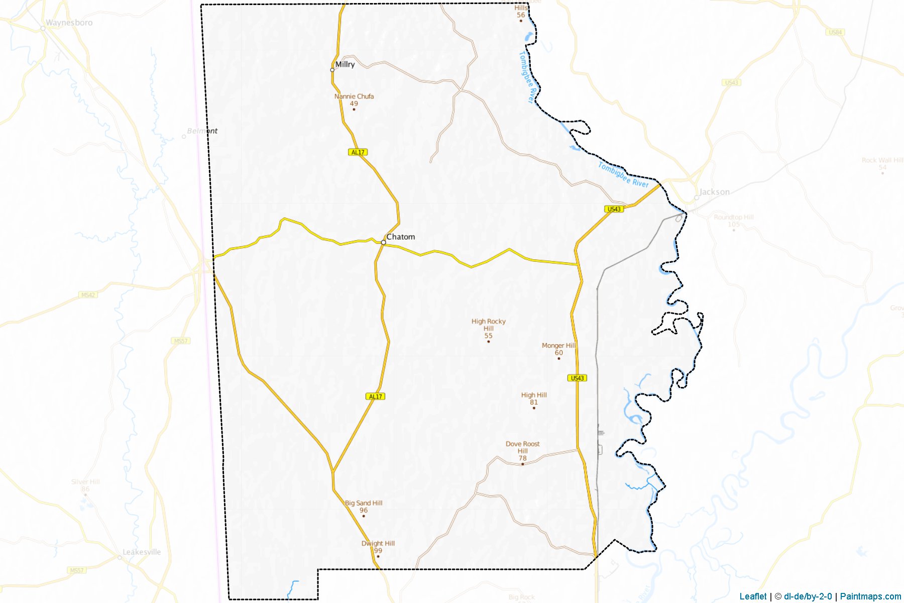 Muestras de recorte de mapas Washington (Alabama)-1