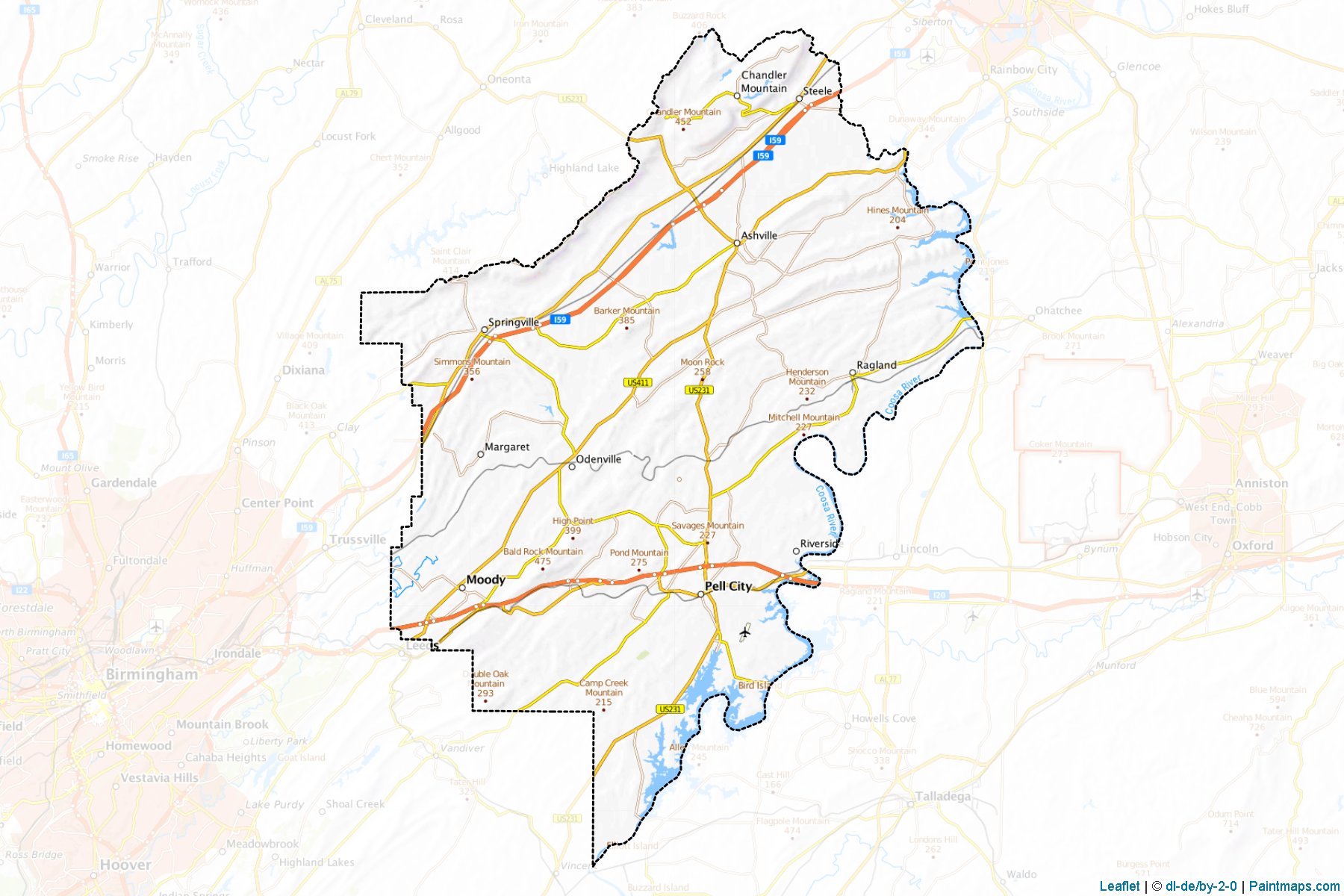 Muestras de recorte de mapas St. Clair (Alabama)-1