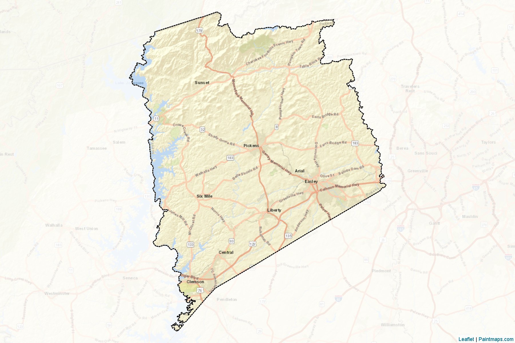 Pickens (South Carolina) Map Cropping Samples-2