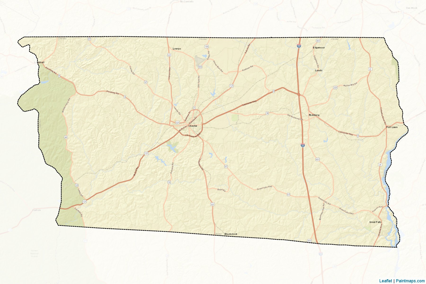 Muestras de recorte de mapas Chester (South Carolina)-2