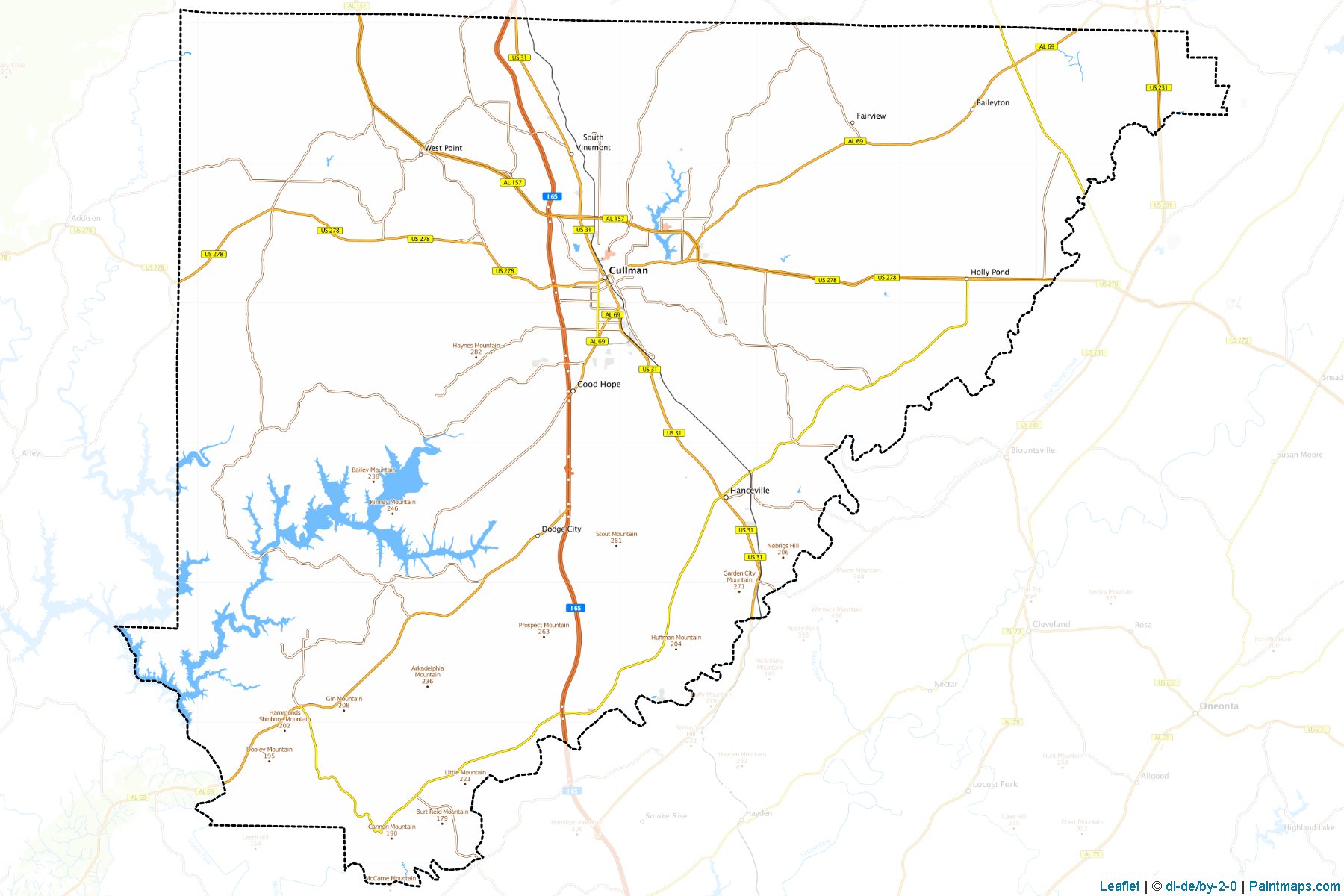 Cullman County (Alabama) Haritası Örnekleri-1