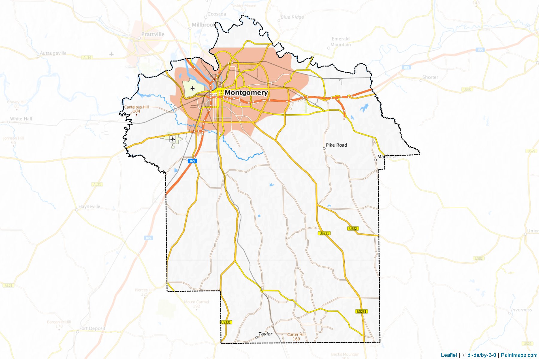 Muestras de recorte de mapas Montgomery (Alabama)-1