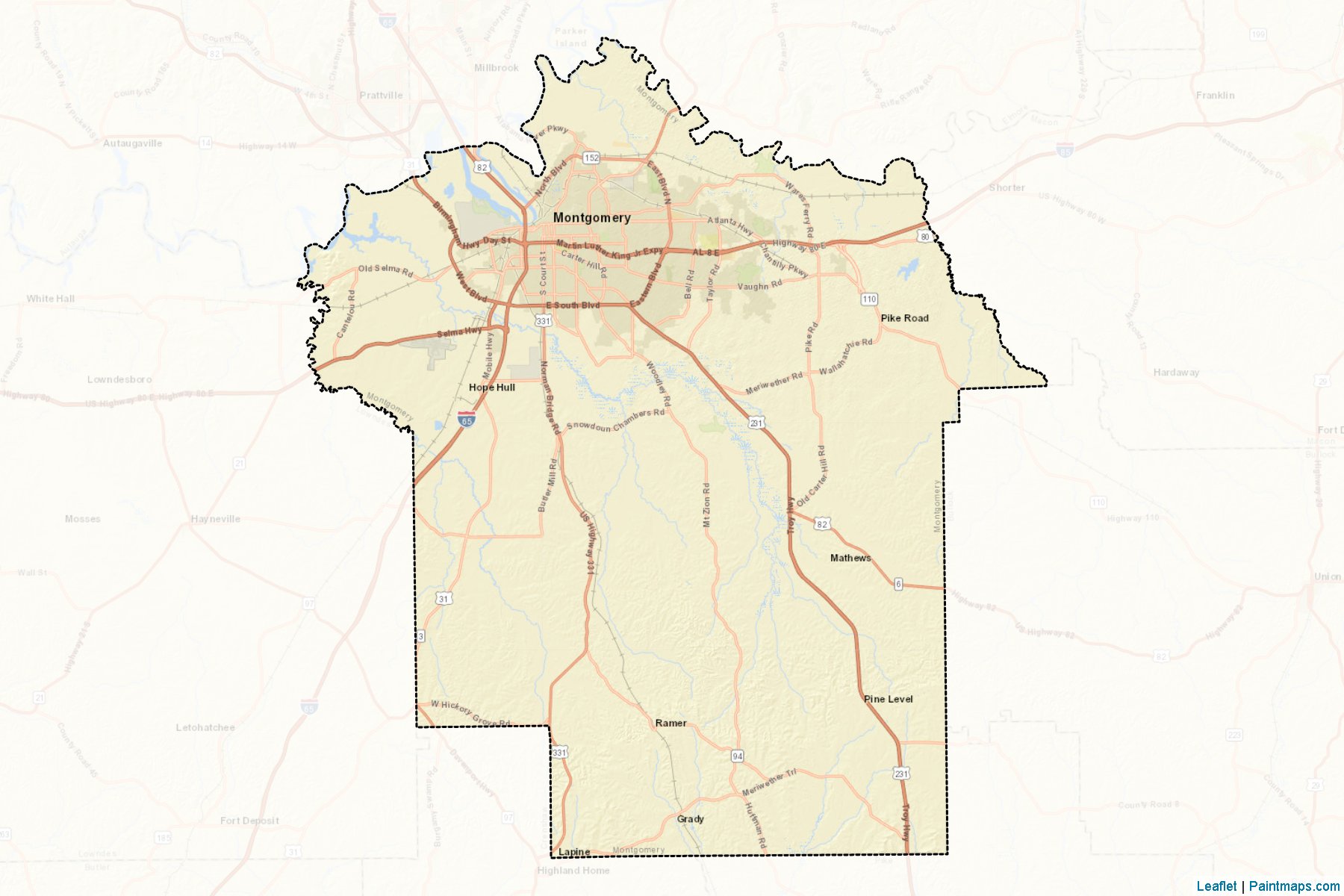 Muestras de recorte de mapas Montgomery (Alabama)-2