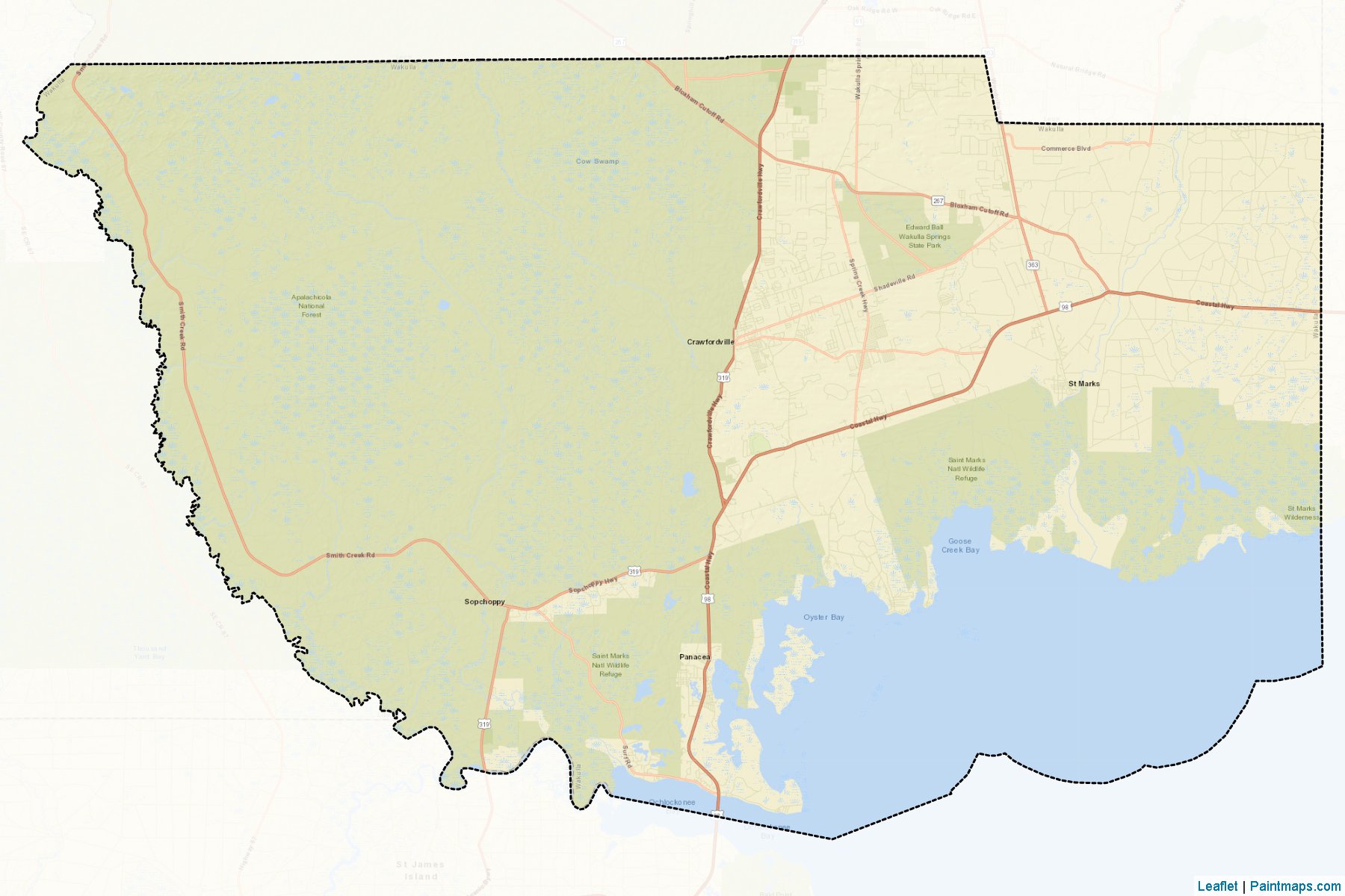 Muestras de recorte de mapas Wakulla (Florida)-2